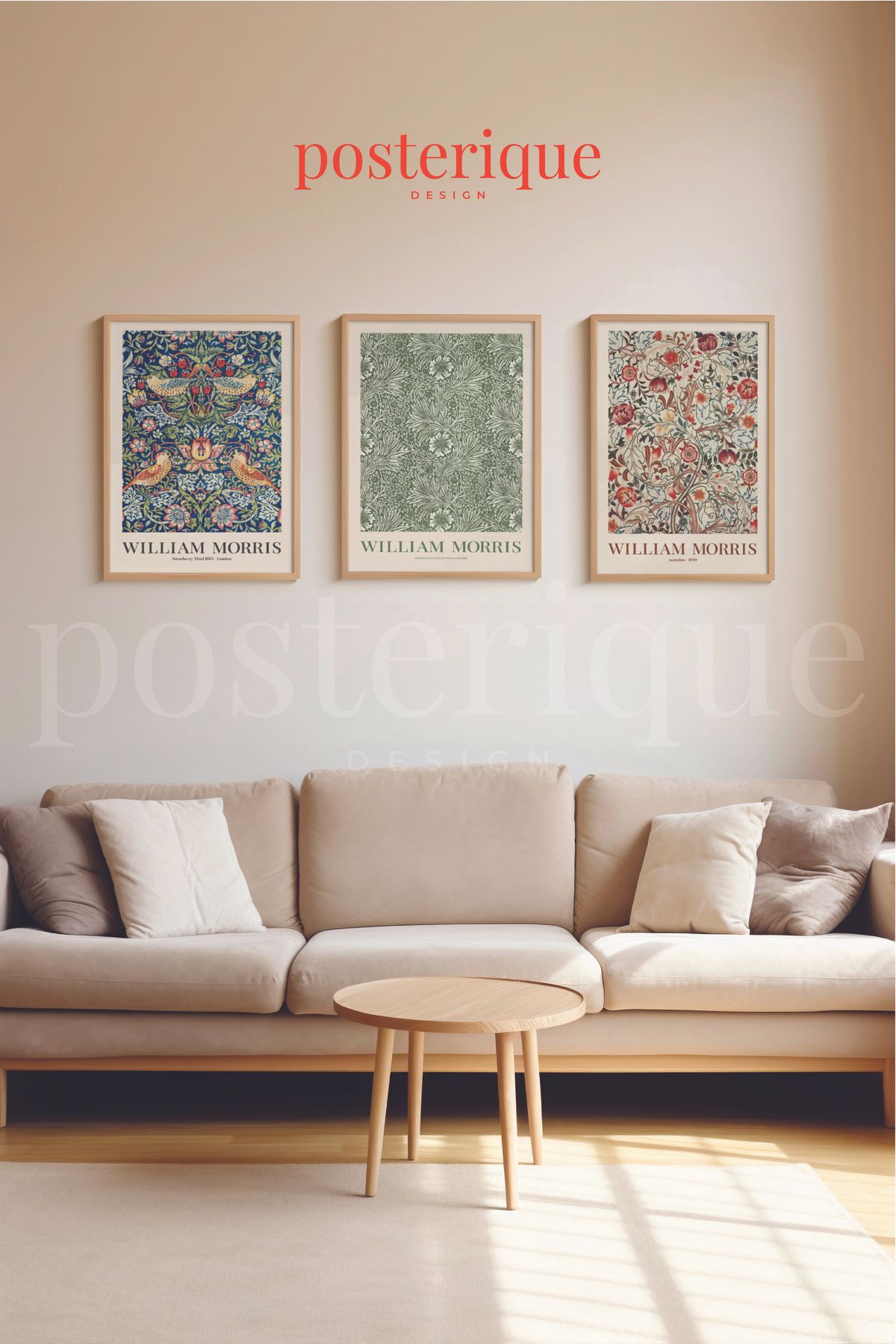 posterique 3 lü Set William Morris Çerçevesiz Tablo Çerçevesiz Poster Modern Poster