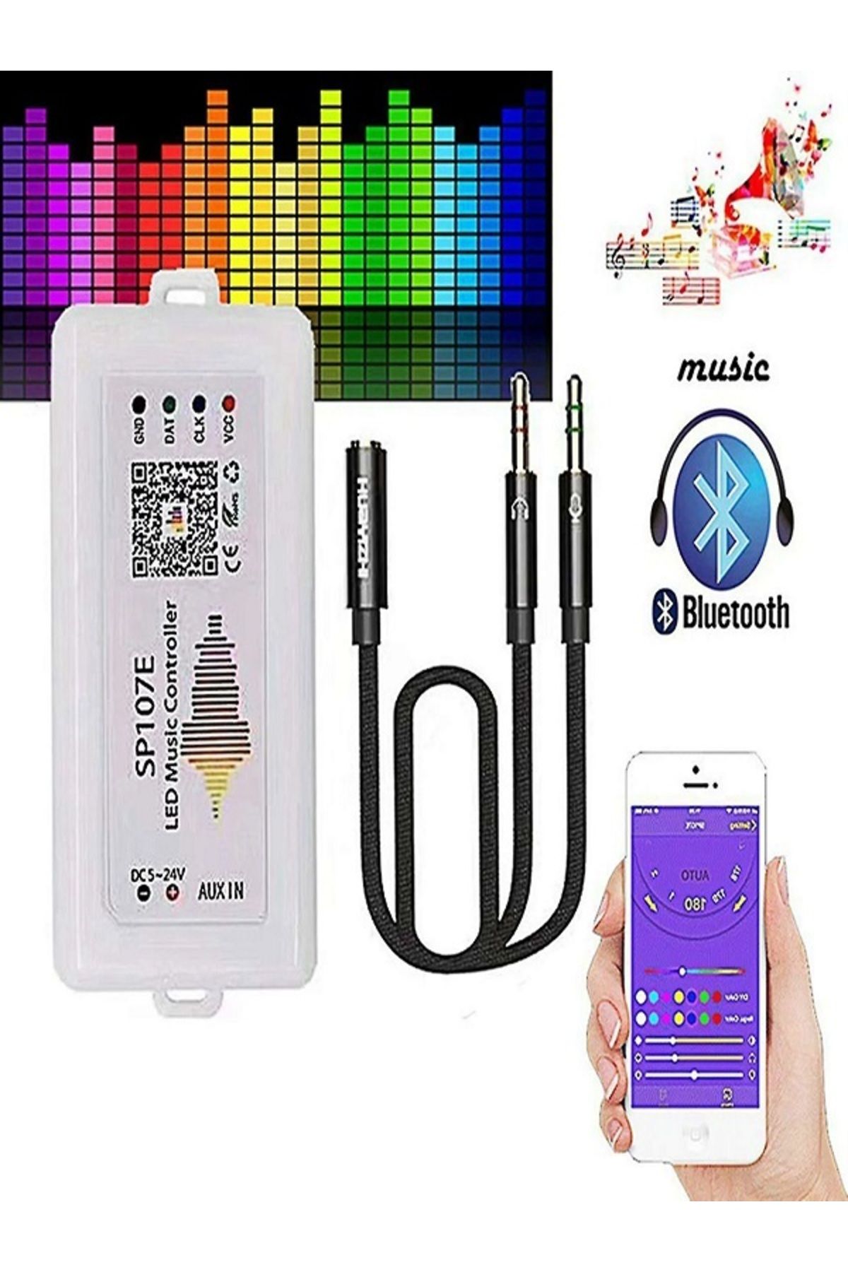 Muhtelif PİXEL LED KONTROL DEVRESİ SES MÜZİK DUYARLI SP107E