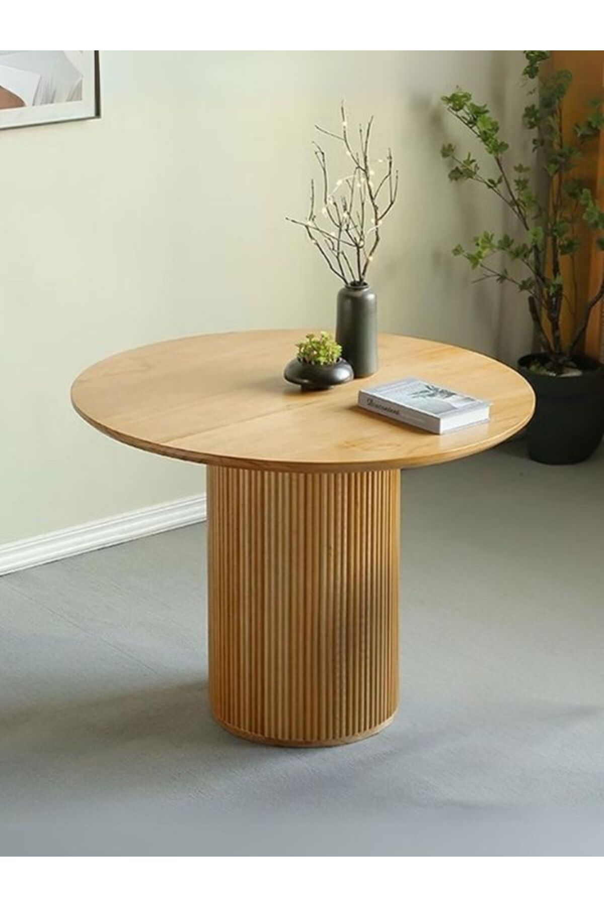 Gazzini Furniture Breeze Yuvarlak Ahşap Bohem Masa 110x110