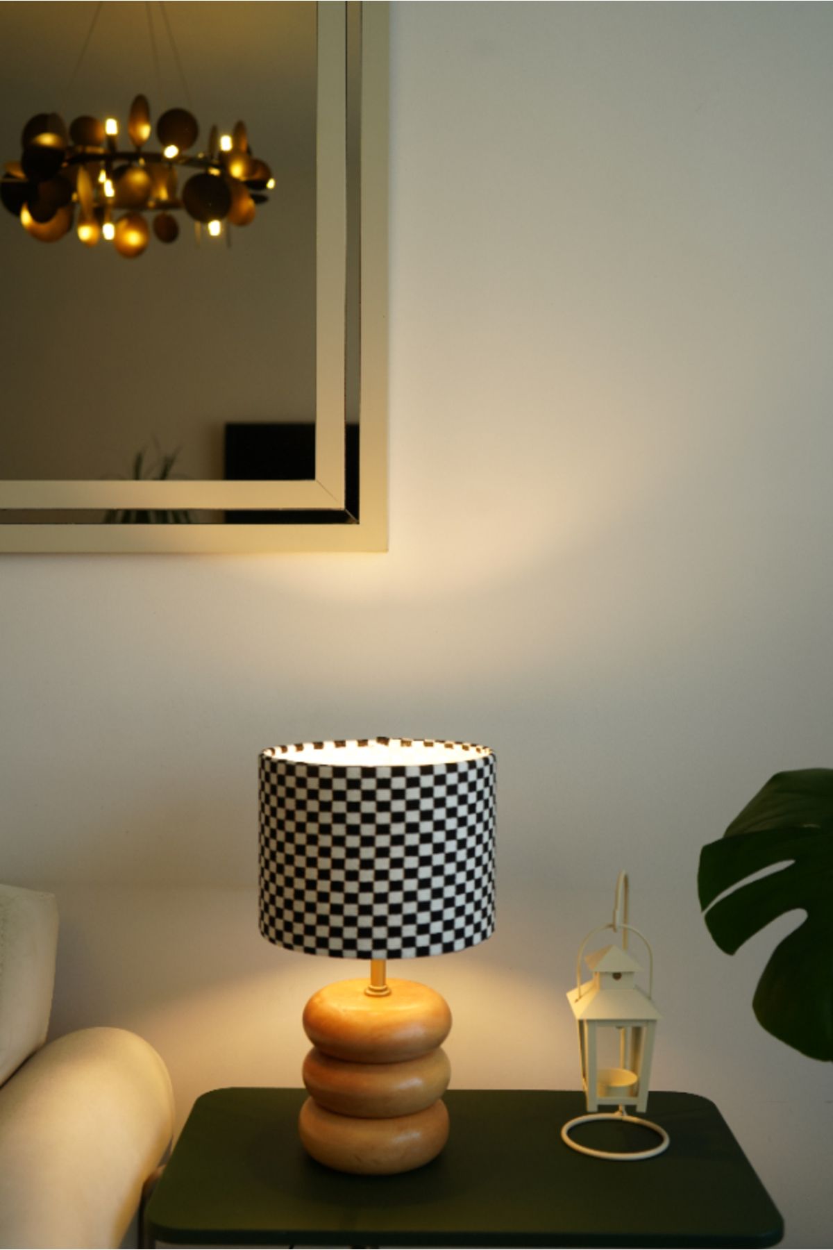 retro home design Üç Kat Silindir Dama Dokuma Model Silindir Kumaş Şapka Abajur Salon Yatak Odası