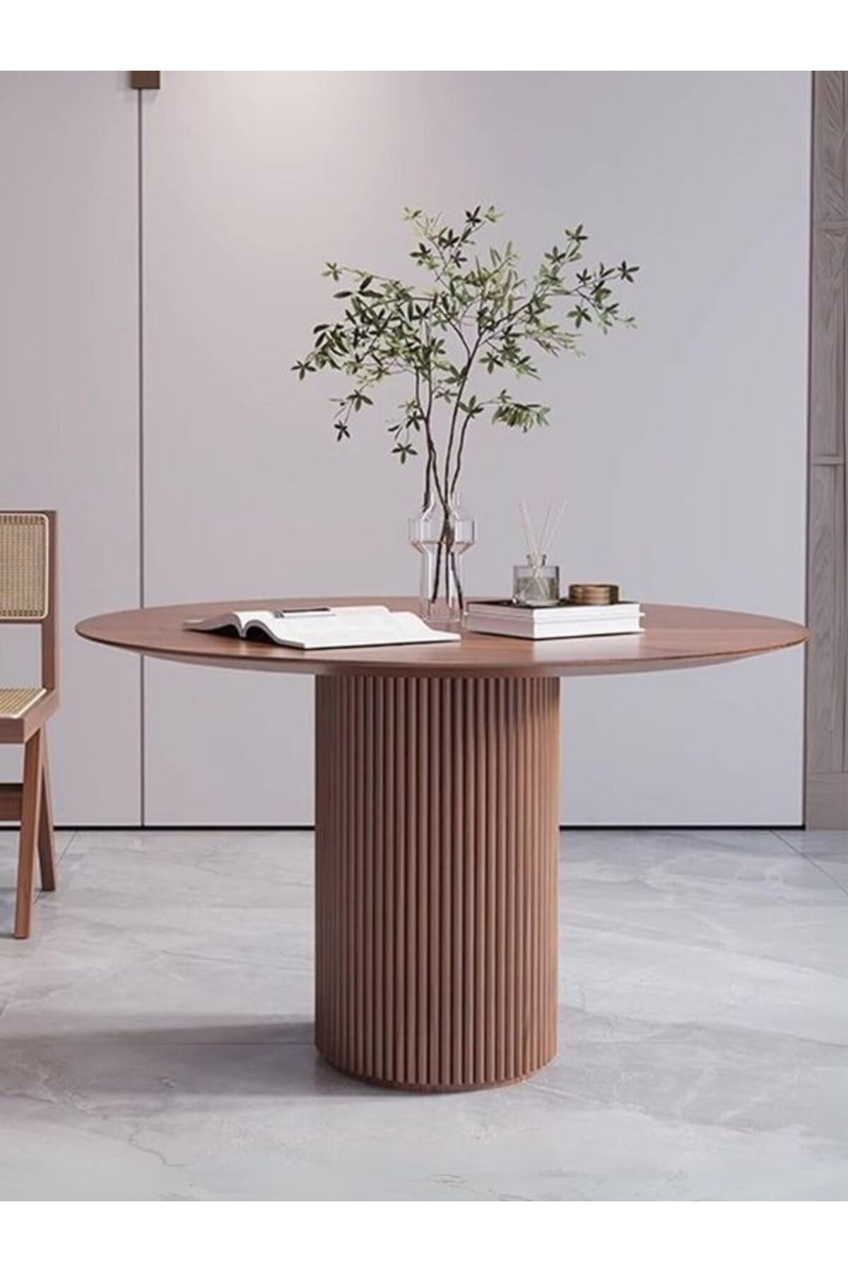 Gazzini Furniture Breeze Yuvarlak Ahşap Bohem Masa 110x110