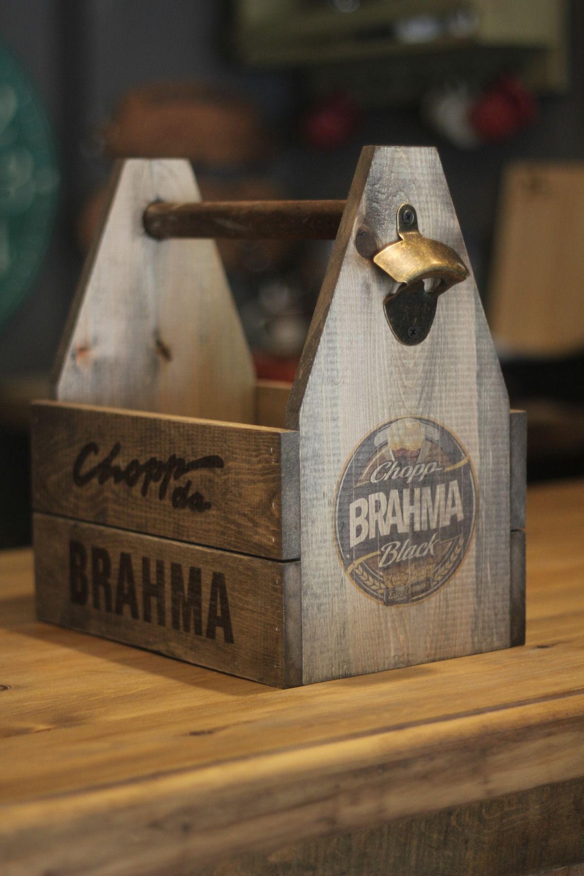 pratikolay BRAHMA (16x28x30cm) VİNTAGE DEKORATİF ŞİŞE AÇACAKLI KUTU (altı şişe kapasiteli)