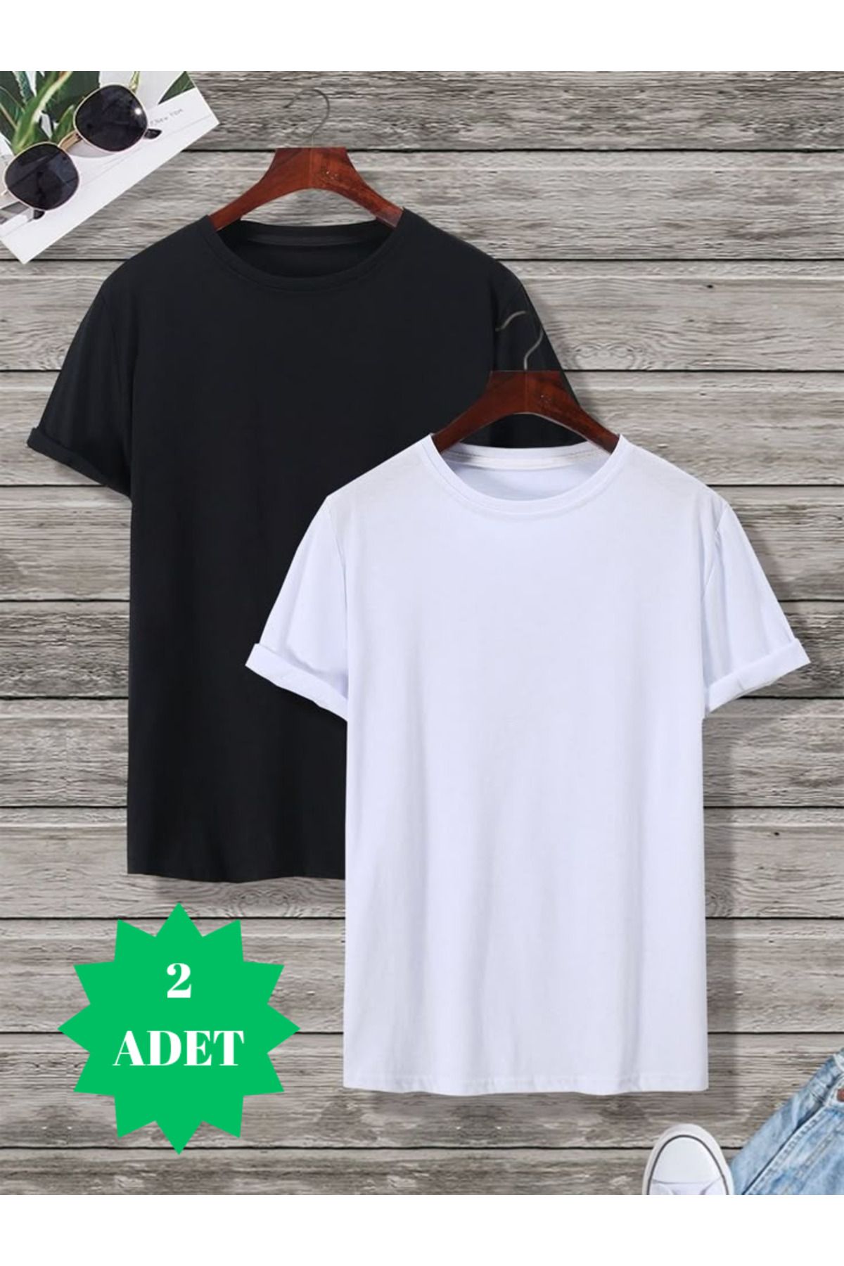 THE WHITE Erkek Büyük Beden 2'li T-Shirt