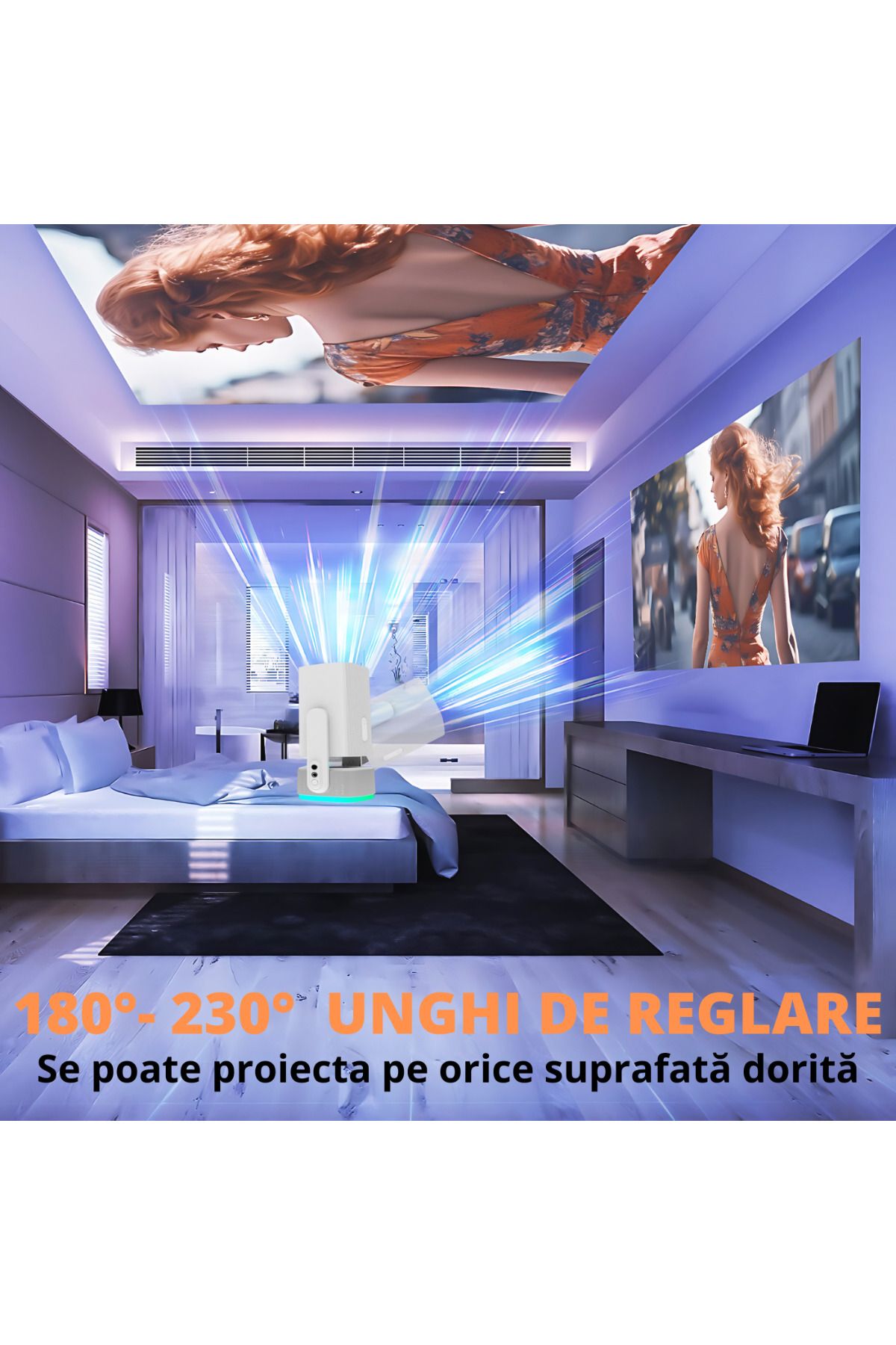 ATOMKIT-Video projector with battery included, Over 2 hours of operation, EU plug connection, 160 ANSI, White 10