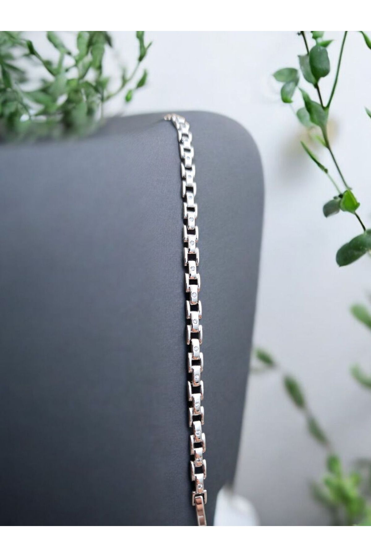 Erkçe Takı Xuping Taşlı Detaylı Silver Bileklik