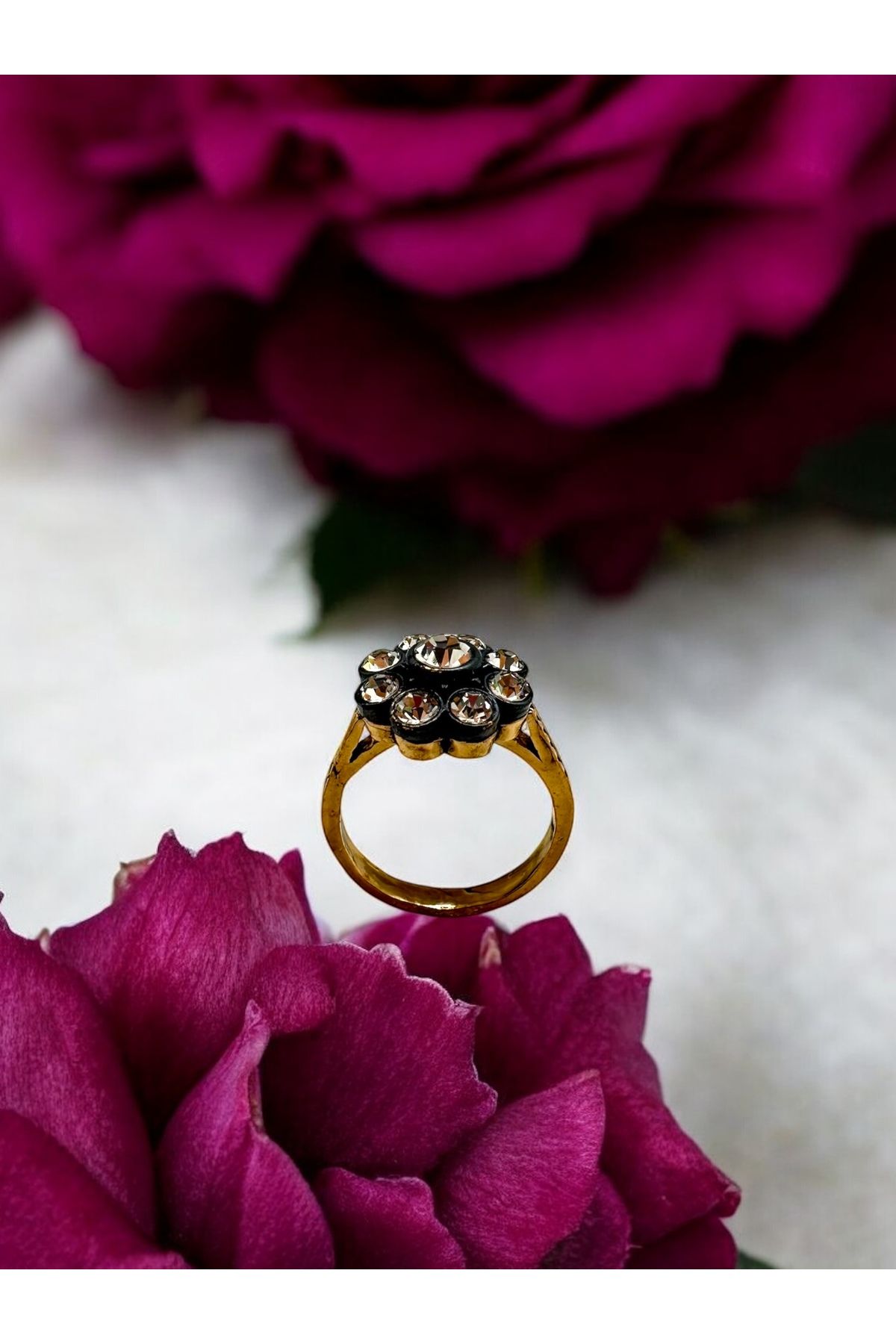 FUYA JEWELLERY Zirkon Taşlı Çiçek Motif Yüzük
