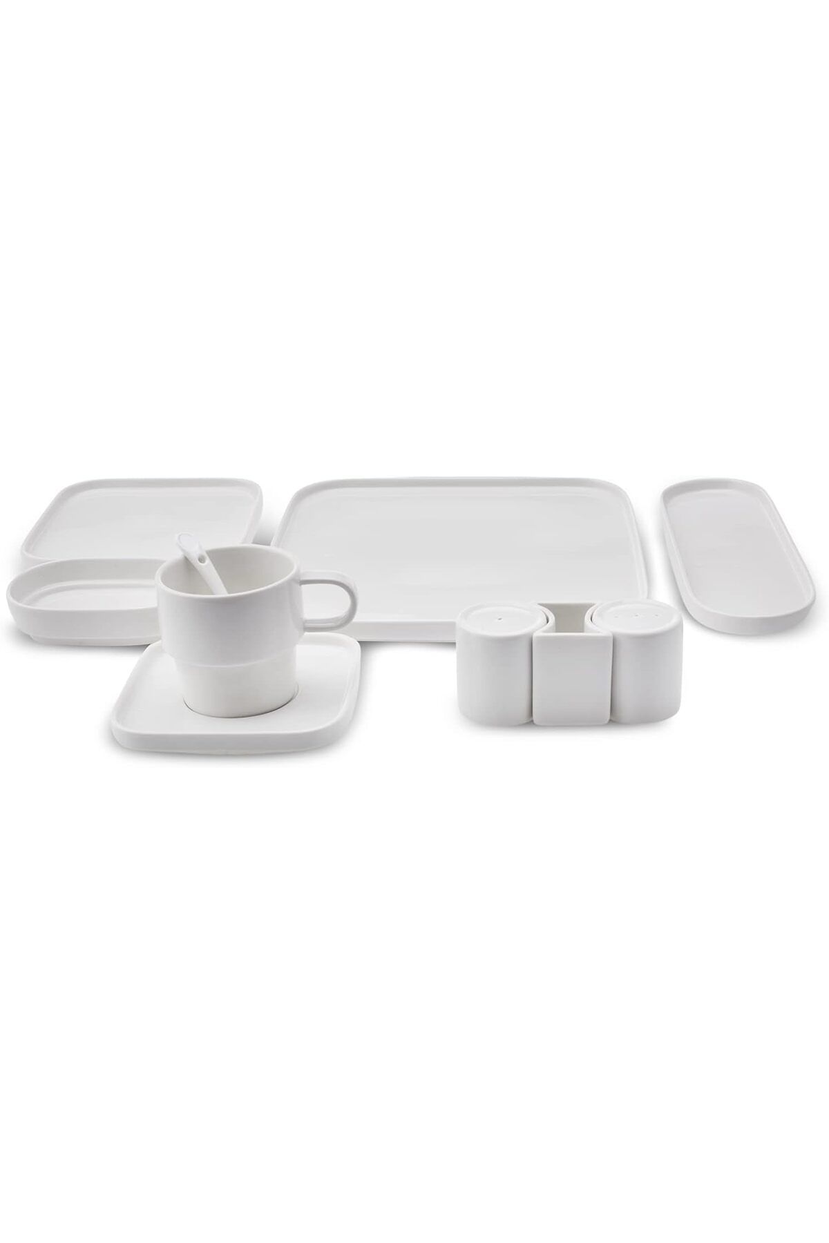 Karaca-Set de veselă Stream Pure Stream Bone China Cubique, 35 de piese, pentru 6 persoane, alb 4