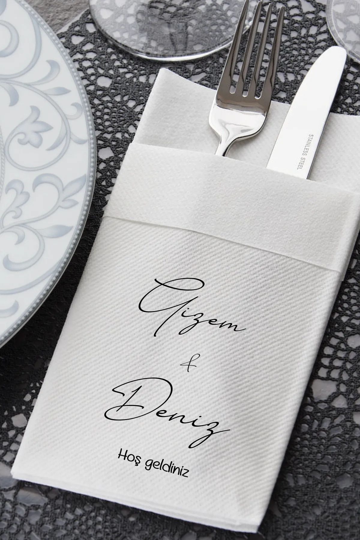 NapkinStore Kişiye Özel Airlaid Peçete 25 Adet - Aria Tasarım NPA24