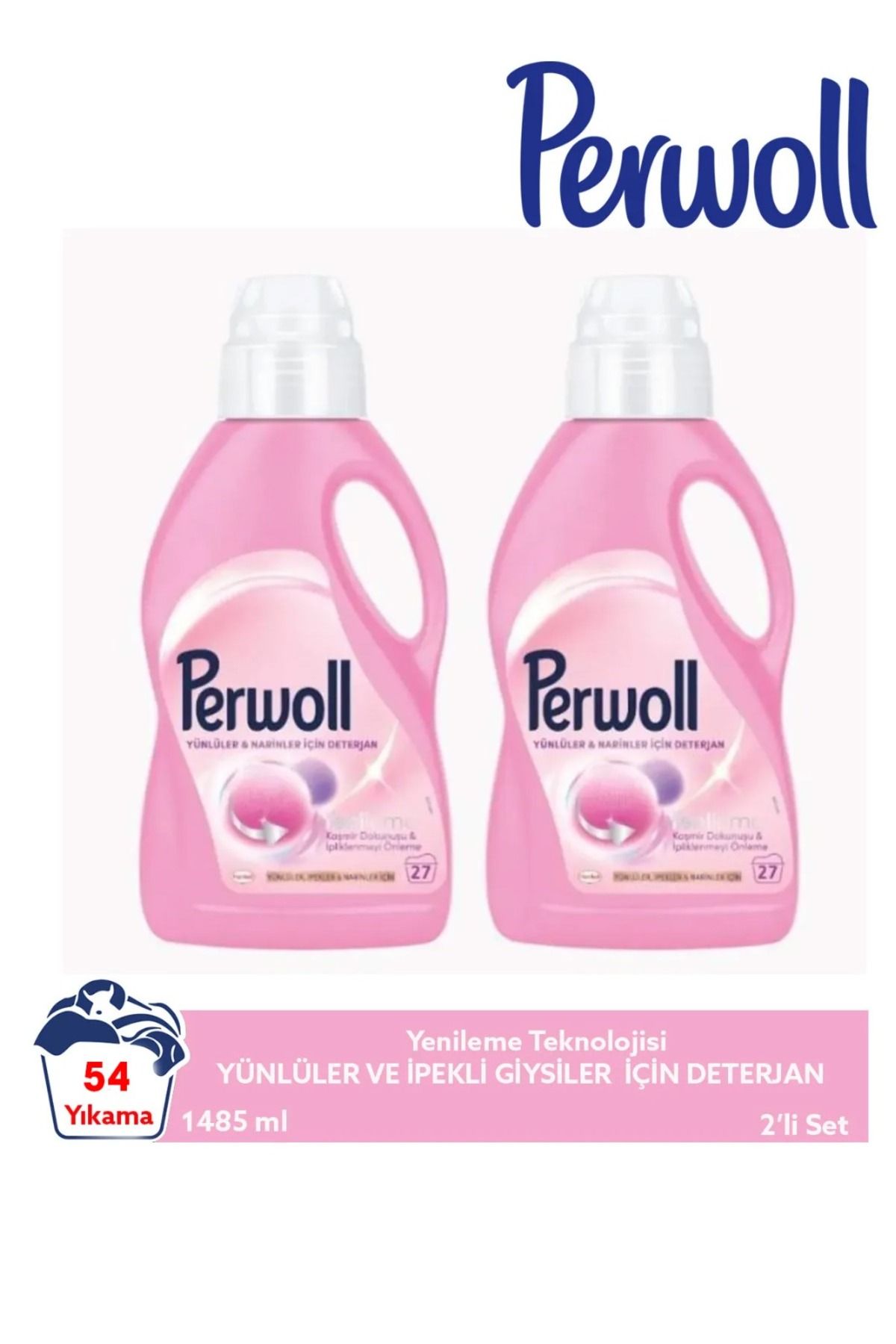 Perwoll Yünlü ve İpekli Kumaşlar İçin Sıvı Deterjan 1.485L x2 – 54 Yıkama Hassas Temizlik & Yumuşaklık