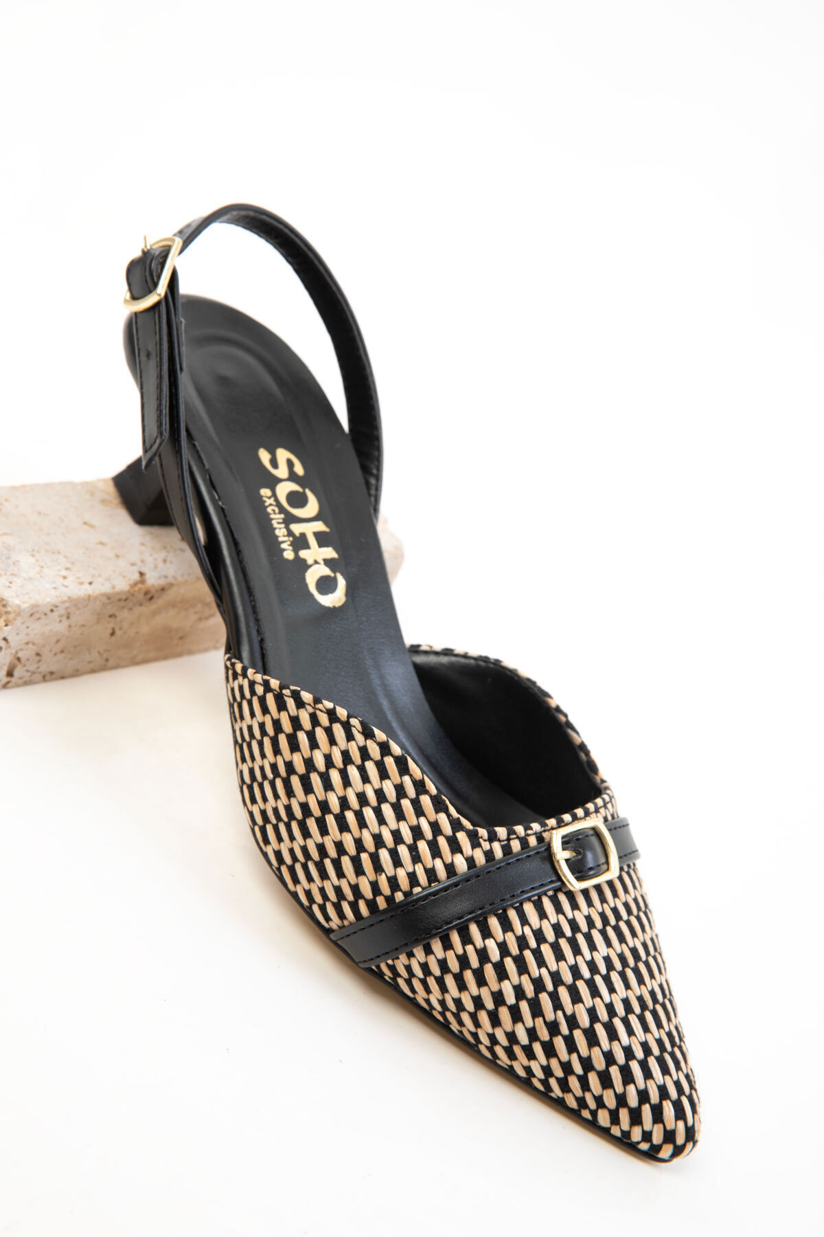 SOHO  Siyah-Bej Kadın Klasik Topuklu Ayakkabı 20681 - Görsel 5