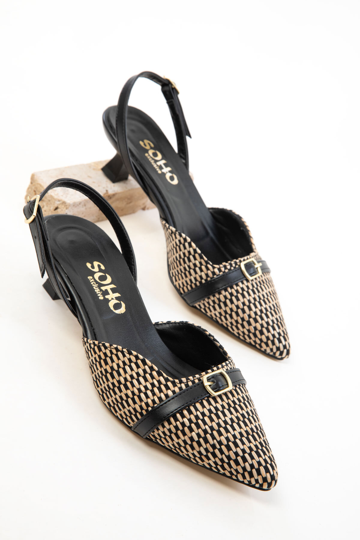 SOHO  Siyah-Bej Kadın Klasik Topuklu Ayakkabı 20681 - Görsel 3