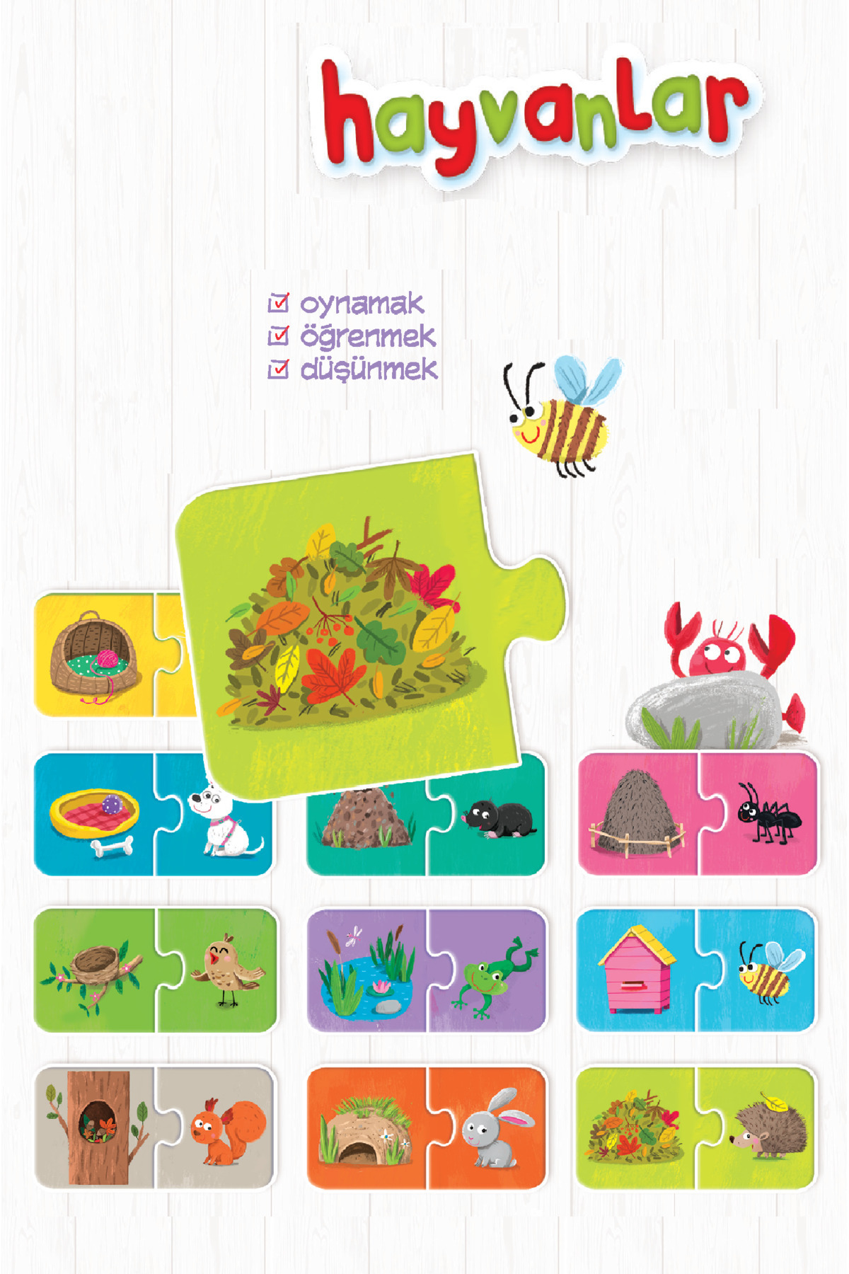 Dikkat Atölyesi Yayınları Hayvanlar Puzzle | Bulmaca Kart + Kitap 3+ Yaş Karton Çocuk fotoğrafı 4 (önizleme)