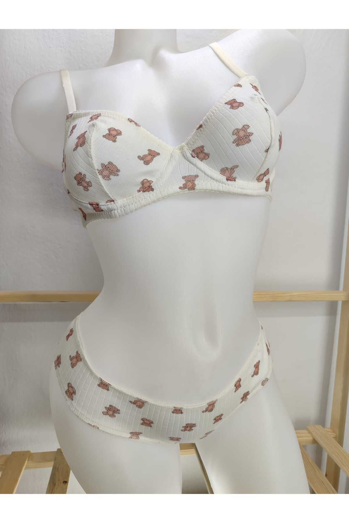 anjelithomewear 5515 - Ayıcık Desen Sütyen Takımı