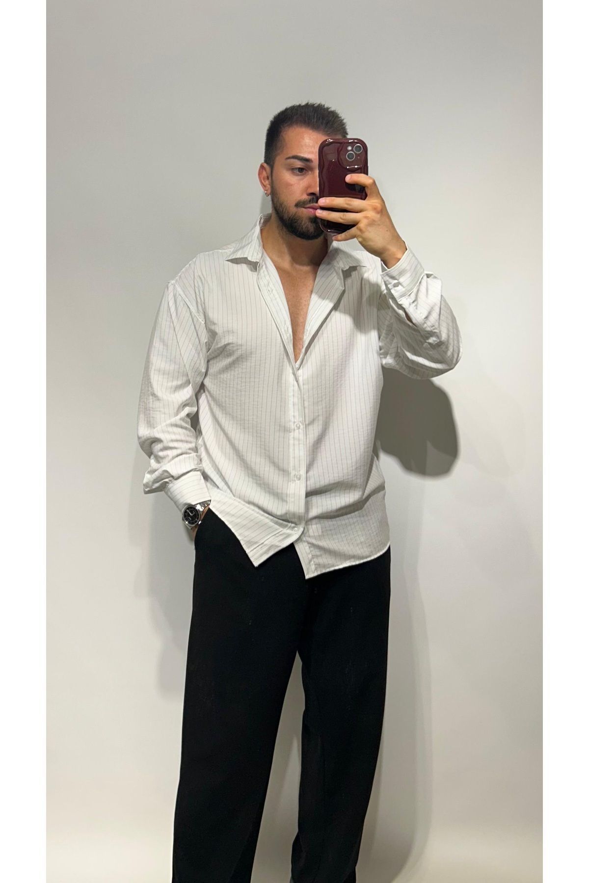 ensbutik Oversize Çizgili Gömlek