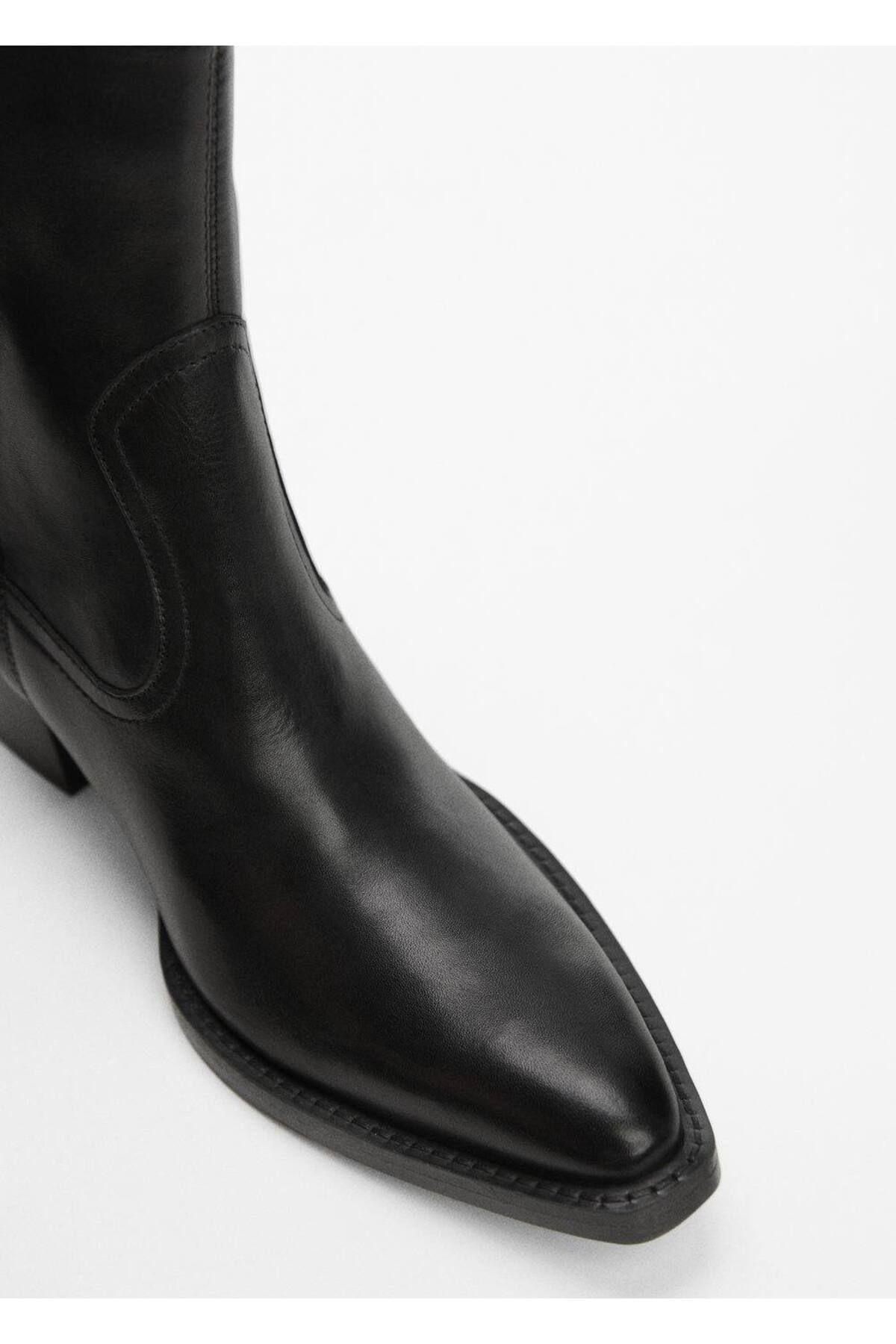 MANGO Woman-Spitze Stiefeletten aus Leder - Spitze detailliert 5