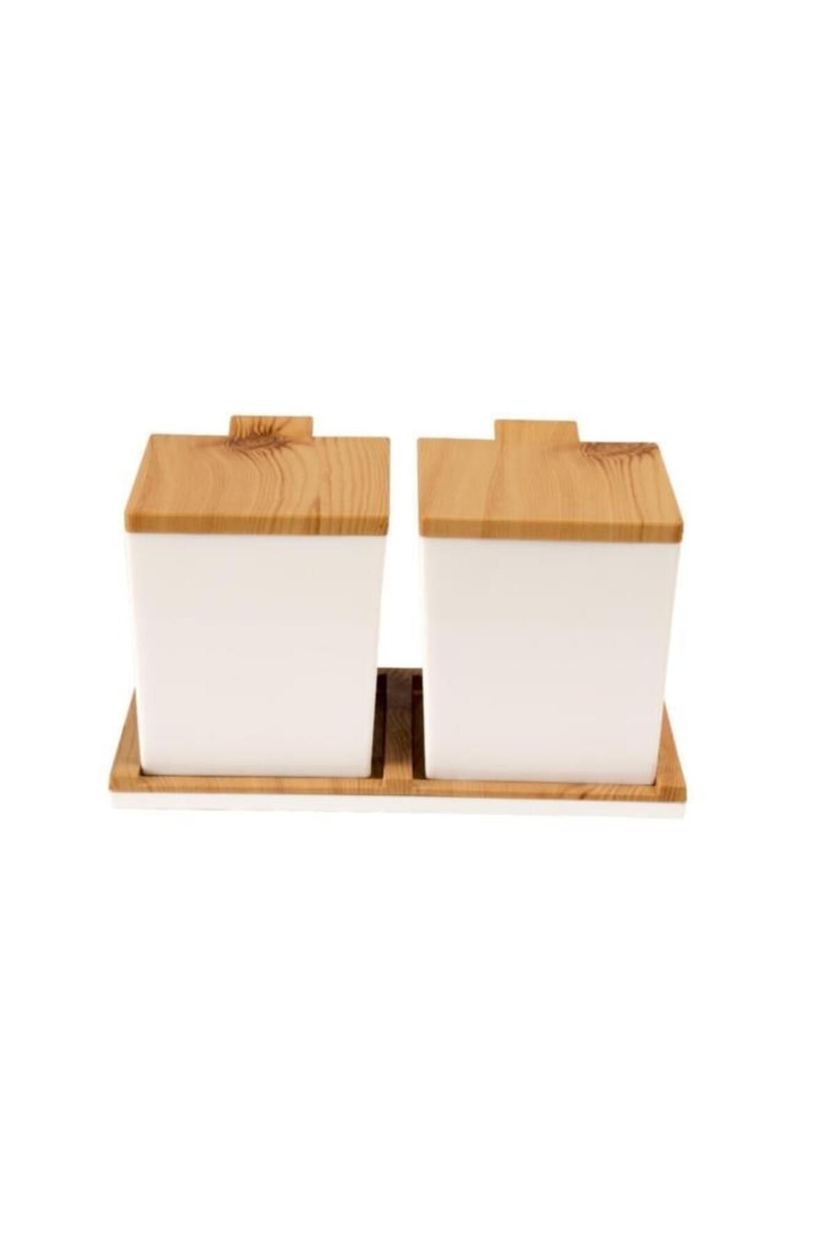 Moonstar-Plastic Spice Set with Wooden Bamboo Look Lid-fvset-14b 2
