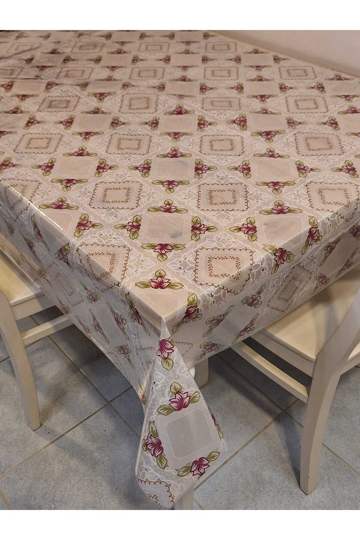 Başak Ev Tekstili-Transparent 0.018 Mm PVC Oilcloth - Patterned Erasable Transparent Tablecloth 2