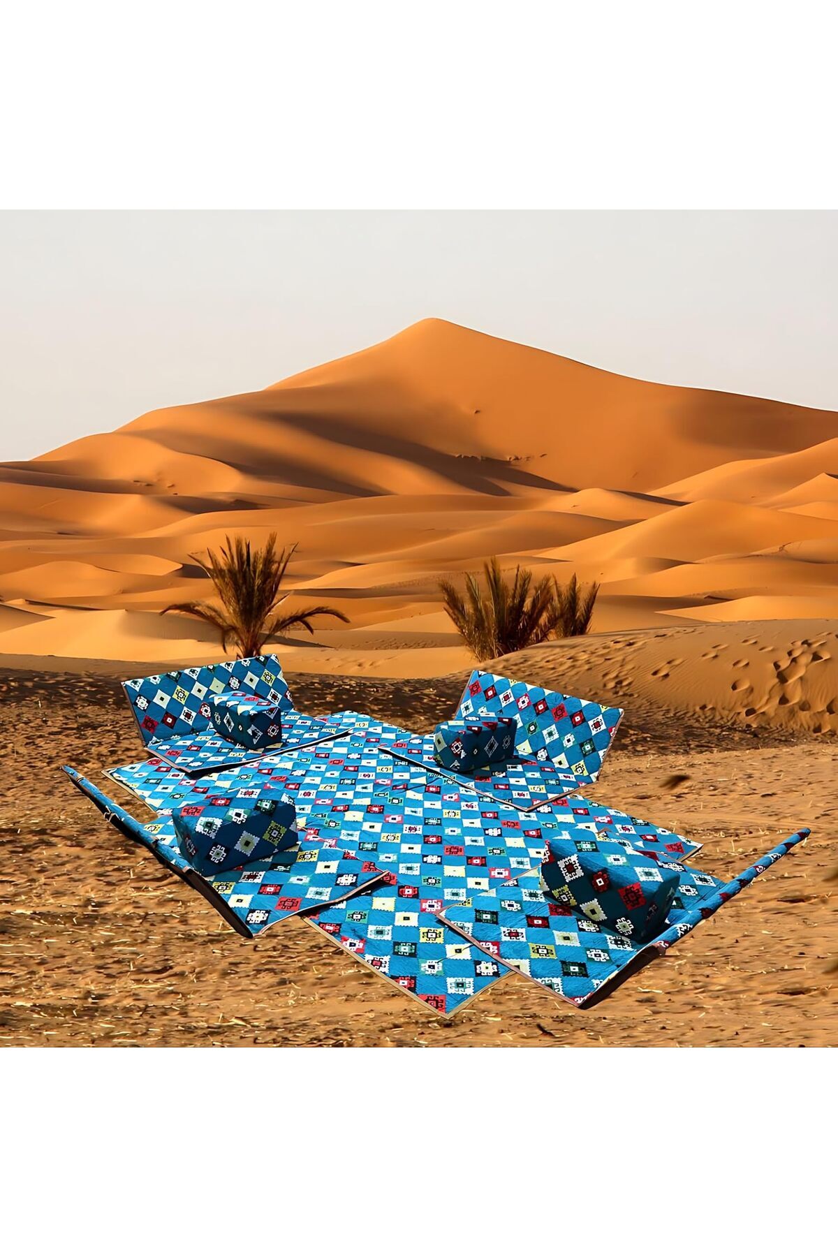 طقم جلسات أرضية للحوش والرحلات البرية تتسع 8 أشخاص – قماش سوري