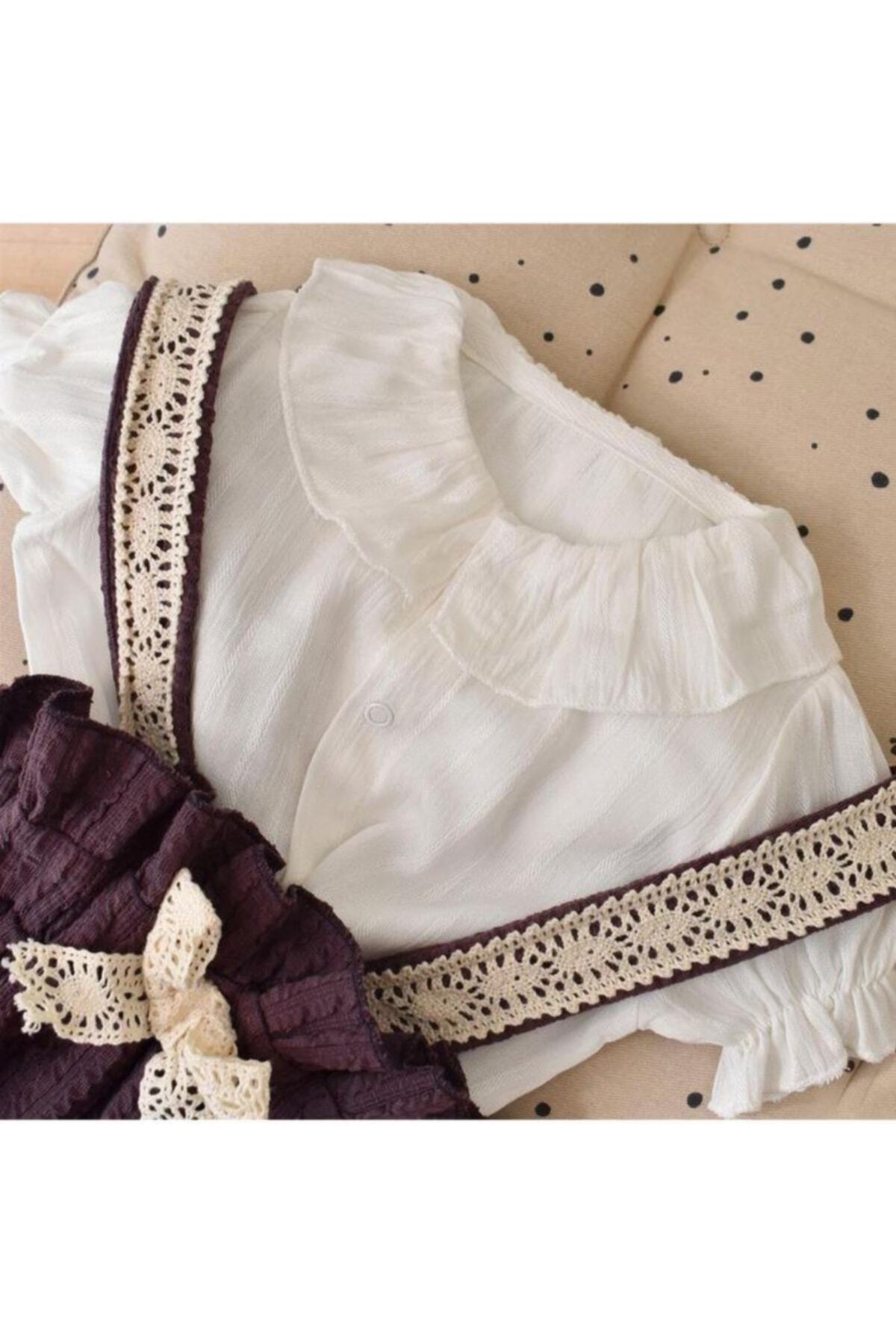 Melekpare Kız Bebek Takımı 2 Li Askılı Jile Tulum Ve Gömlek Set fotoğrafı 3 (önizleme)