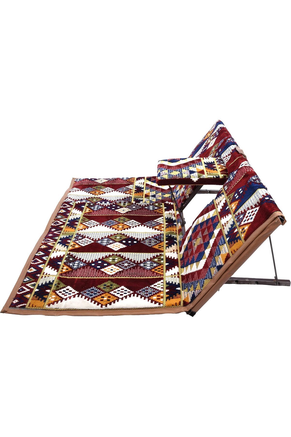 كرسي أرضي للرحلات مع تكاية في الوسط – شخصين – متعدد الألوان