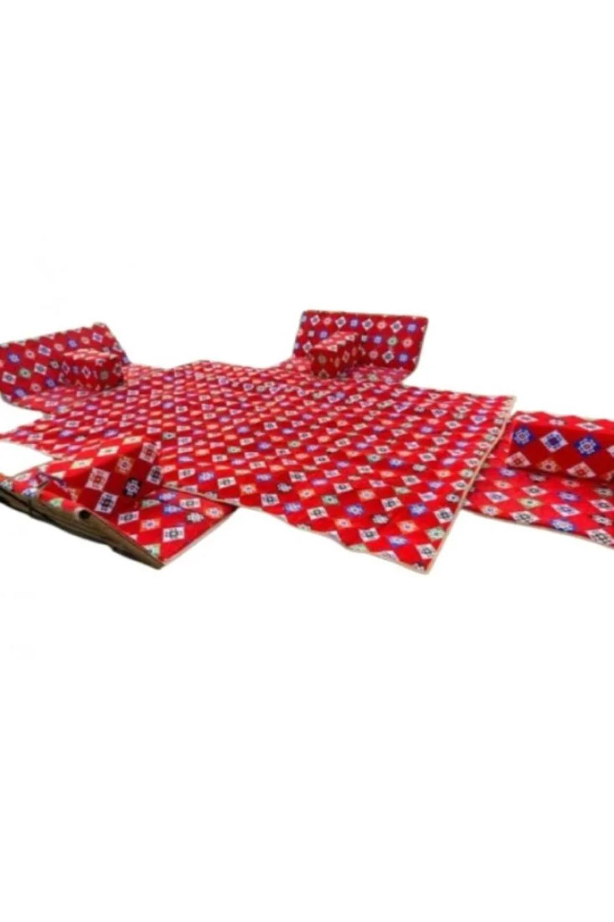 مجموعة جلسات أرضية خارجية للحوش بتصميم قماش سوري – عنابي