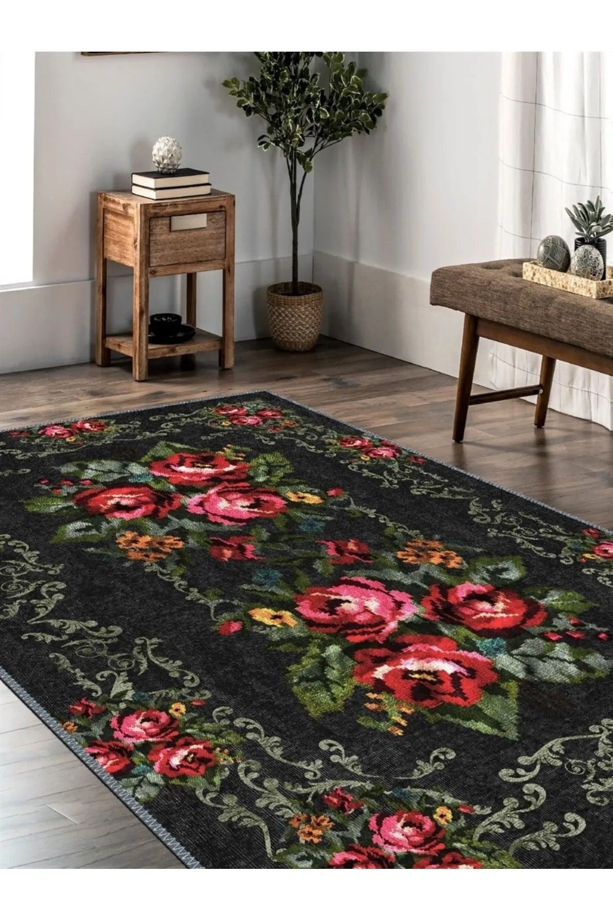 Serteks Karabağ Vintage Desen Dokuma Taban Salon - Oturma Odası Halısı