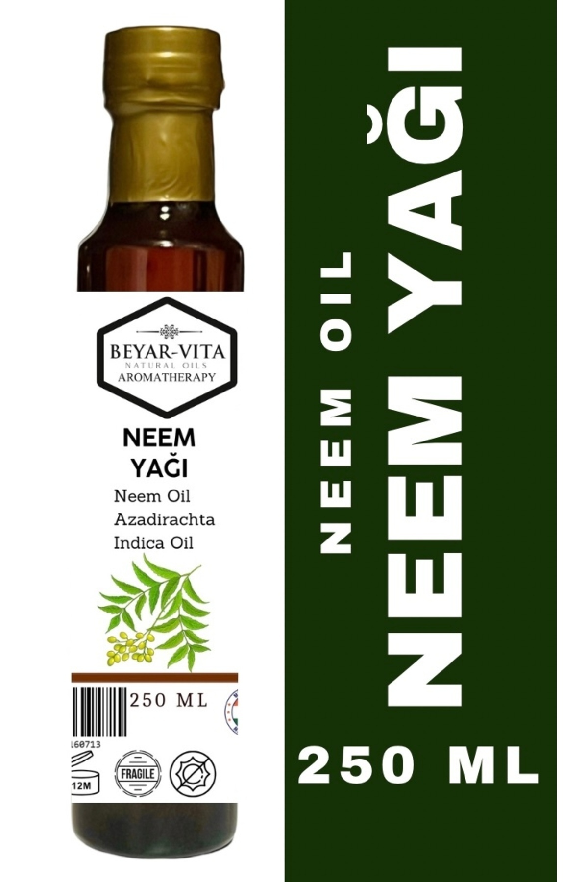 Neem Yağı 250 ml – Soğuk Sıkım – Katkısız – Doğal – Cam Şişe — BYR26042025101326 — تصویر 2 از 2