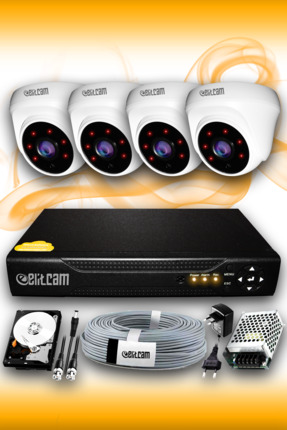 Elitcam 4 Kameralı Dome 4 Iç Kamera Set 250 Gb Hdd Full Hd Gece Görüşlü Güven...