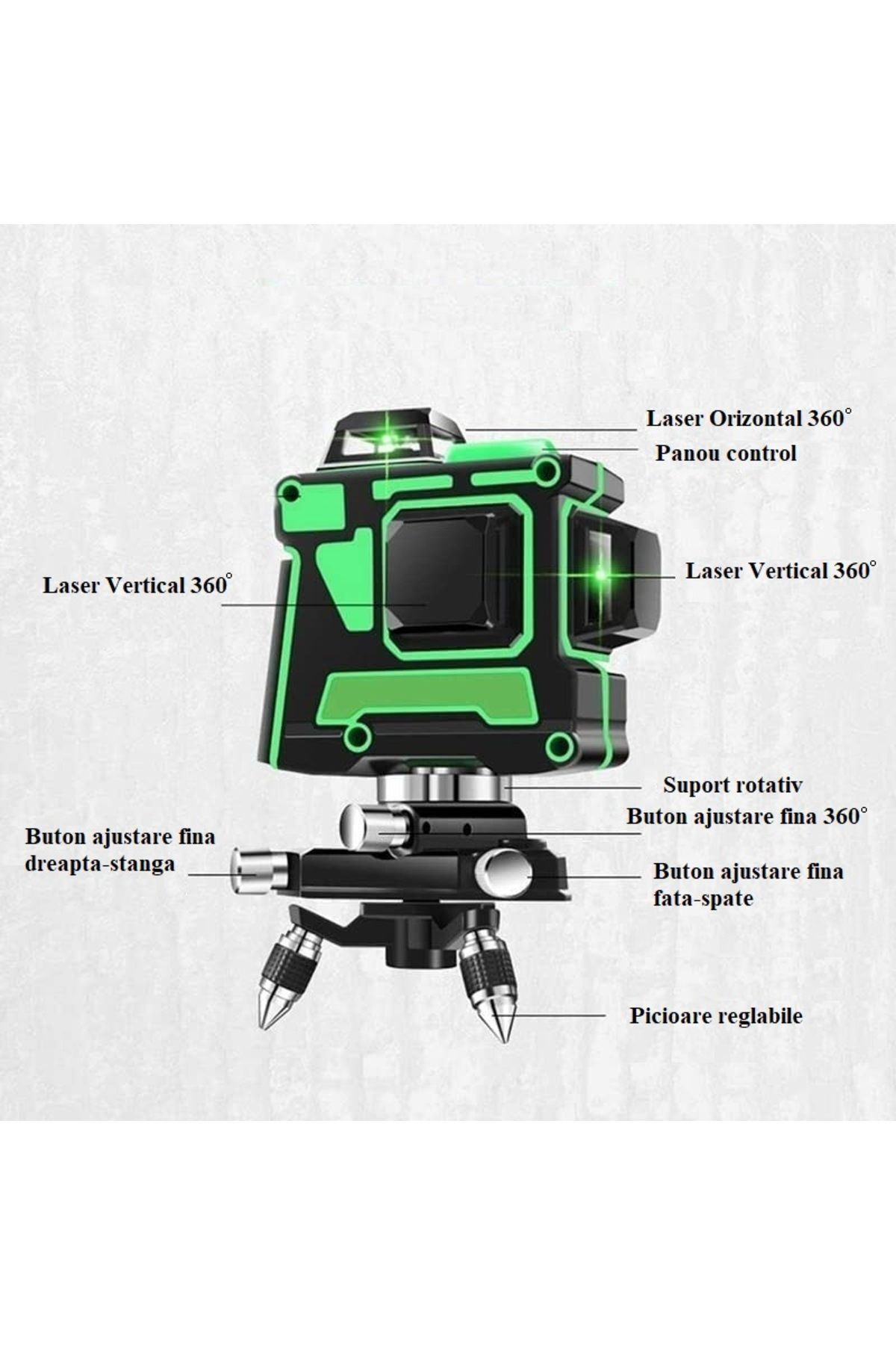 INVINCIO-Laser Level Invincio Green, 12 Lines, Horizontal, Vertical, Perimeter, Magnetic Mounting, Indoor and 6