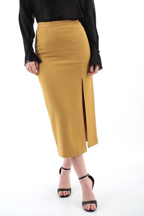 LAVİNİST Hardal Yırtmaçlı Etek