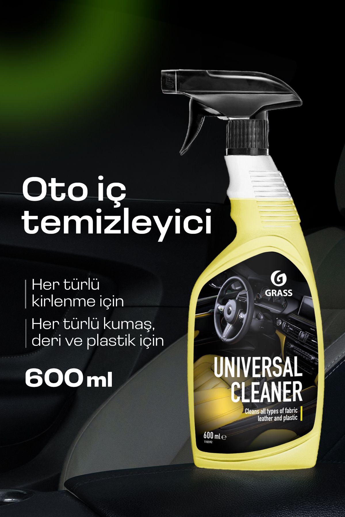 GRASS Universal Cleaner 600 ml - Araç İçi Temizlik Spreyi Koltuk, Torpido, Konsol ve Tüm Yüzeyler İçin