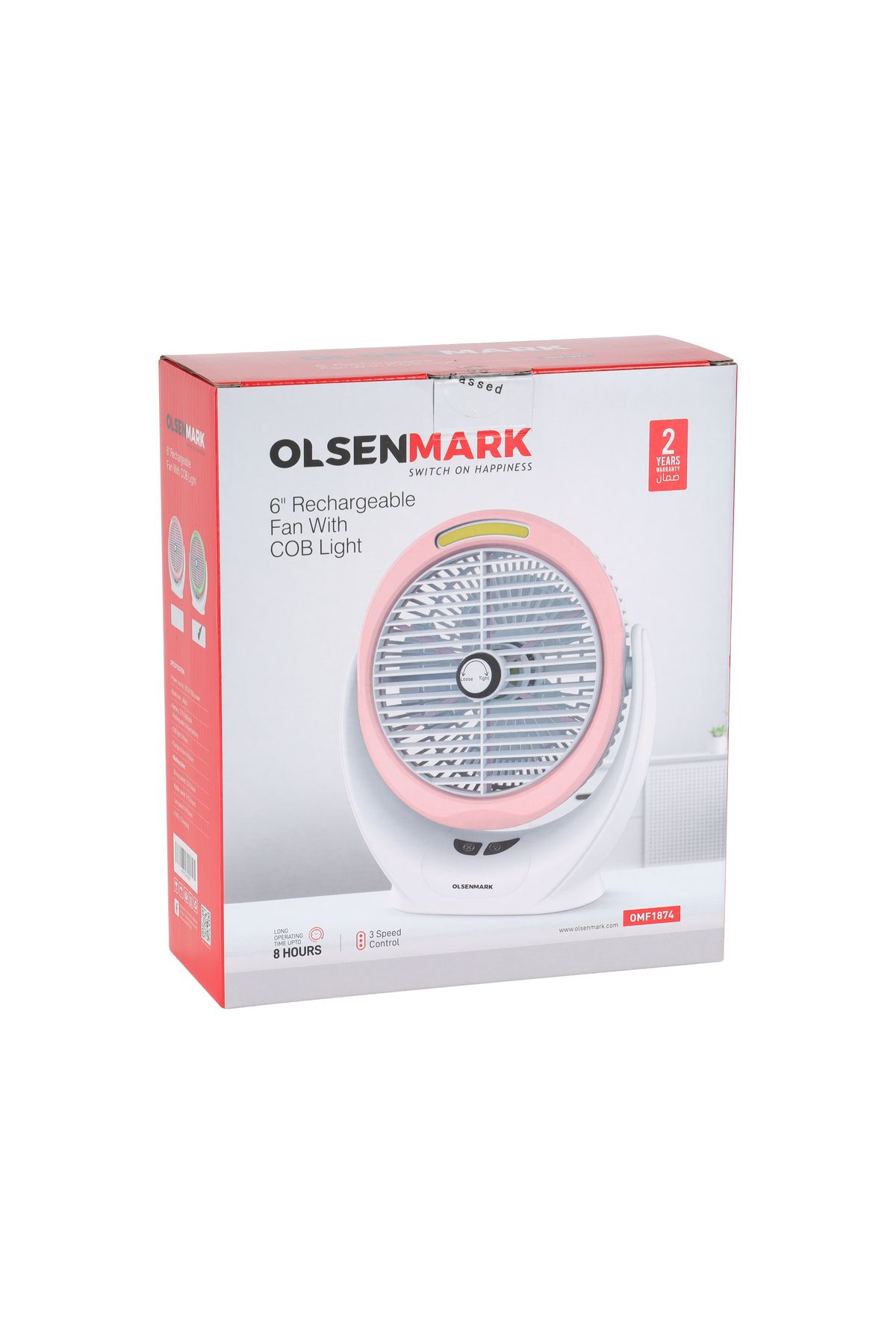 Olsenmark-6" Rechargeable Mini Fan - Cob Light With Long Working Hours And 3 Wind Speed 5