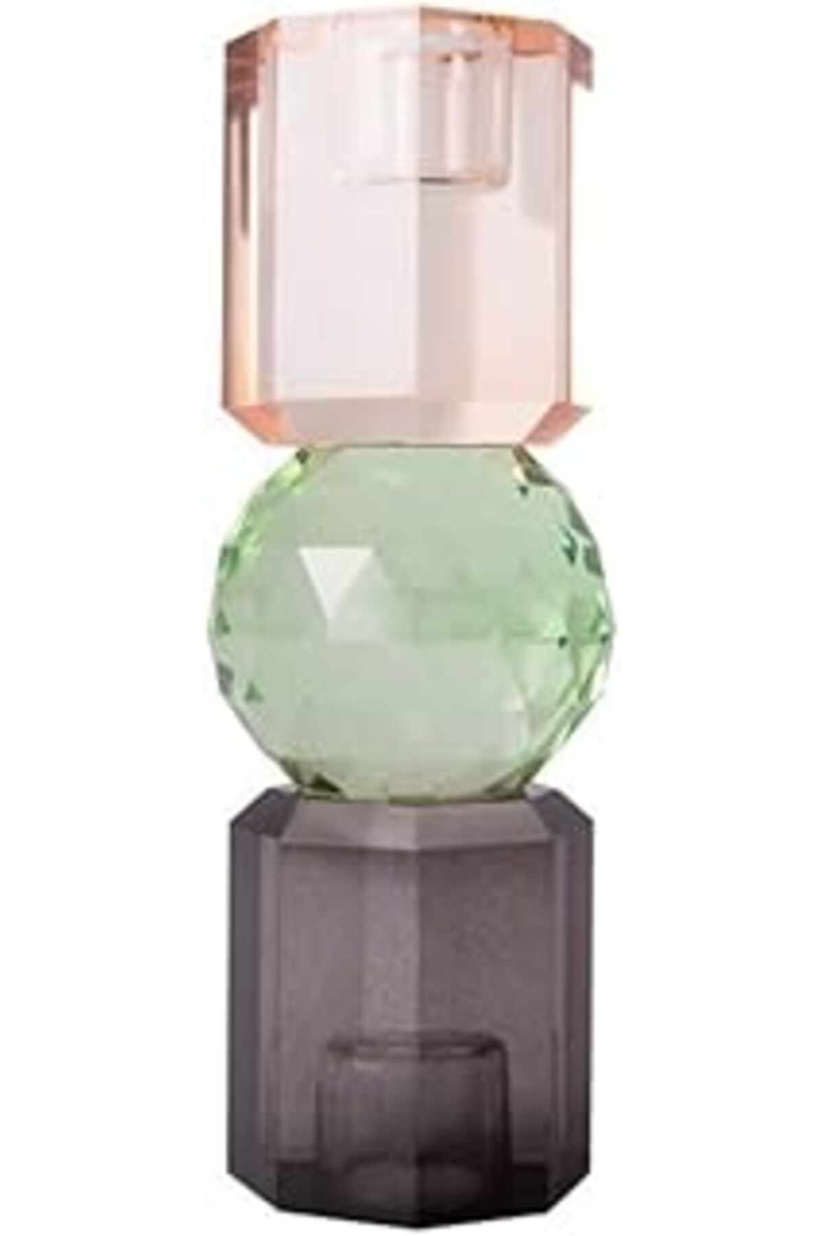 Pazarcan Eja International Kristal Mum Tutucu, Şeftali, Yeşil, Füme, 16,5X6 Cm
