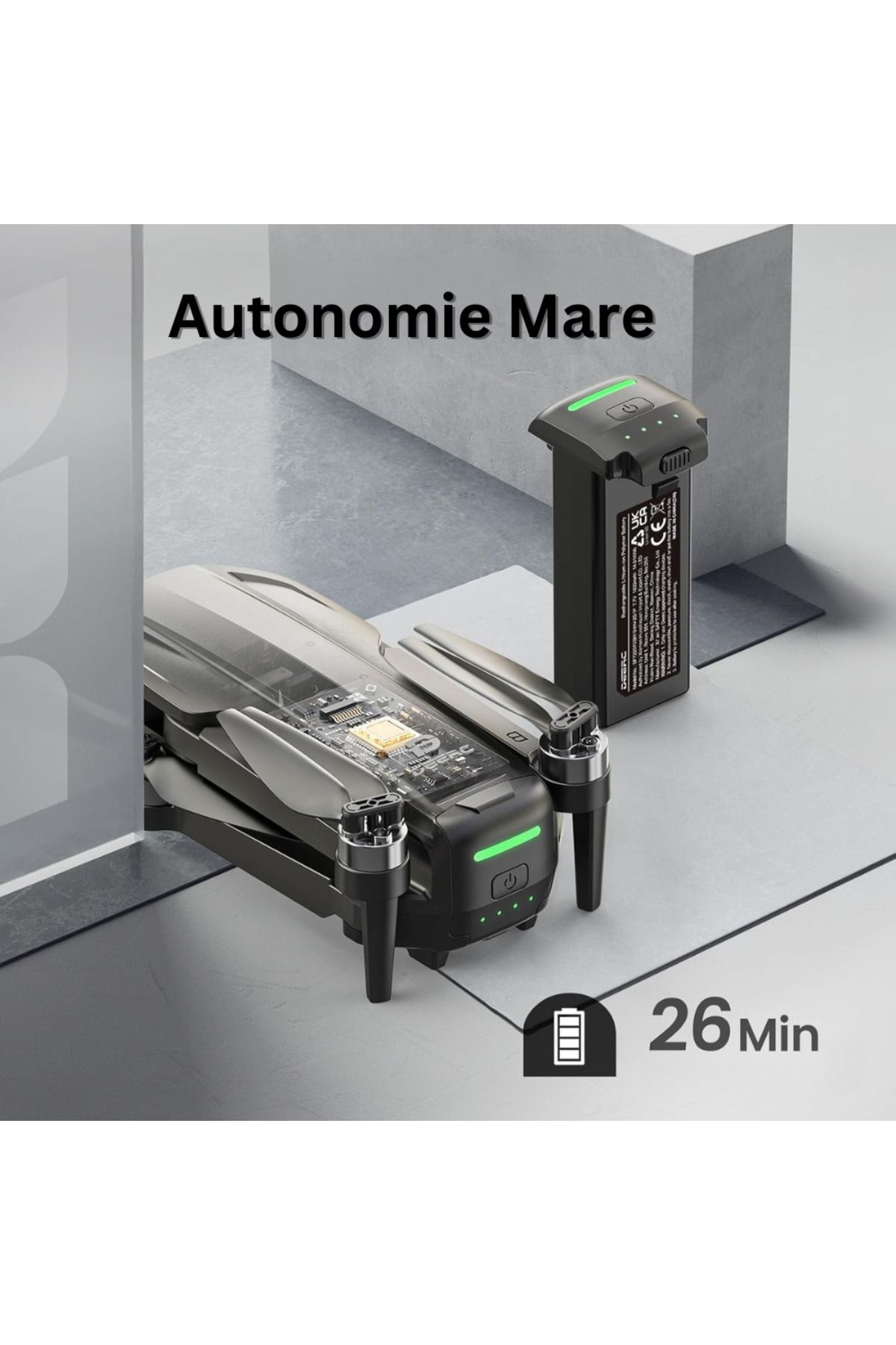 Velixo-Dronă D65, Cameră 4K, WiFi 5G, GPS, Revenire automată, Gimbal pe 2 axe, EIS, 26 min, Pliabilă, USB, Geantă, Aplicație 6