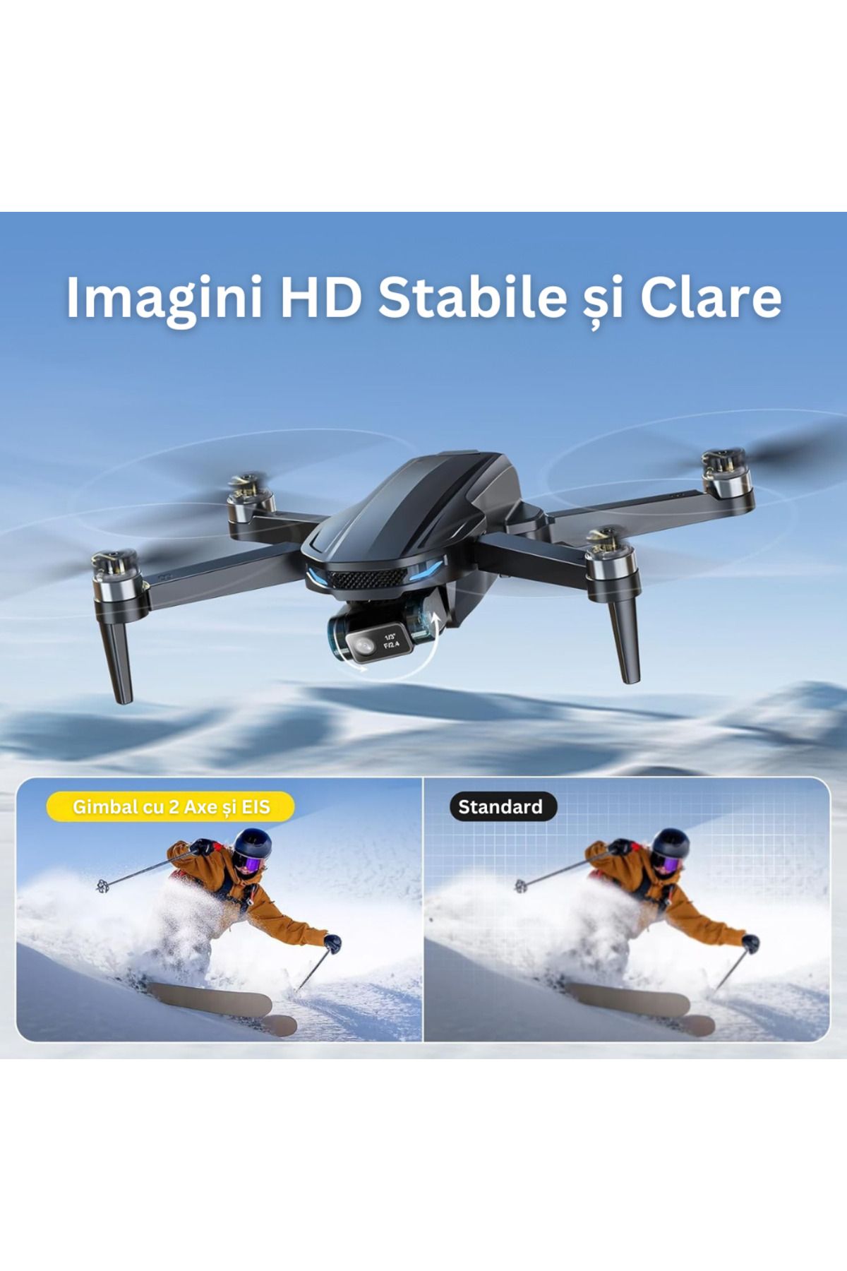 Velixo-Dronă D65, Cameră 4K, WiFi 5G, GPS, Revenire automată, Gimbal pe 2 axe, EIS, 26 min, Pliabilă, USB, Geantă, Aplicație 4