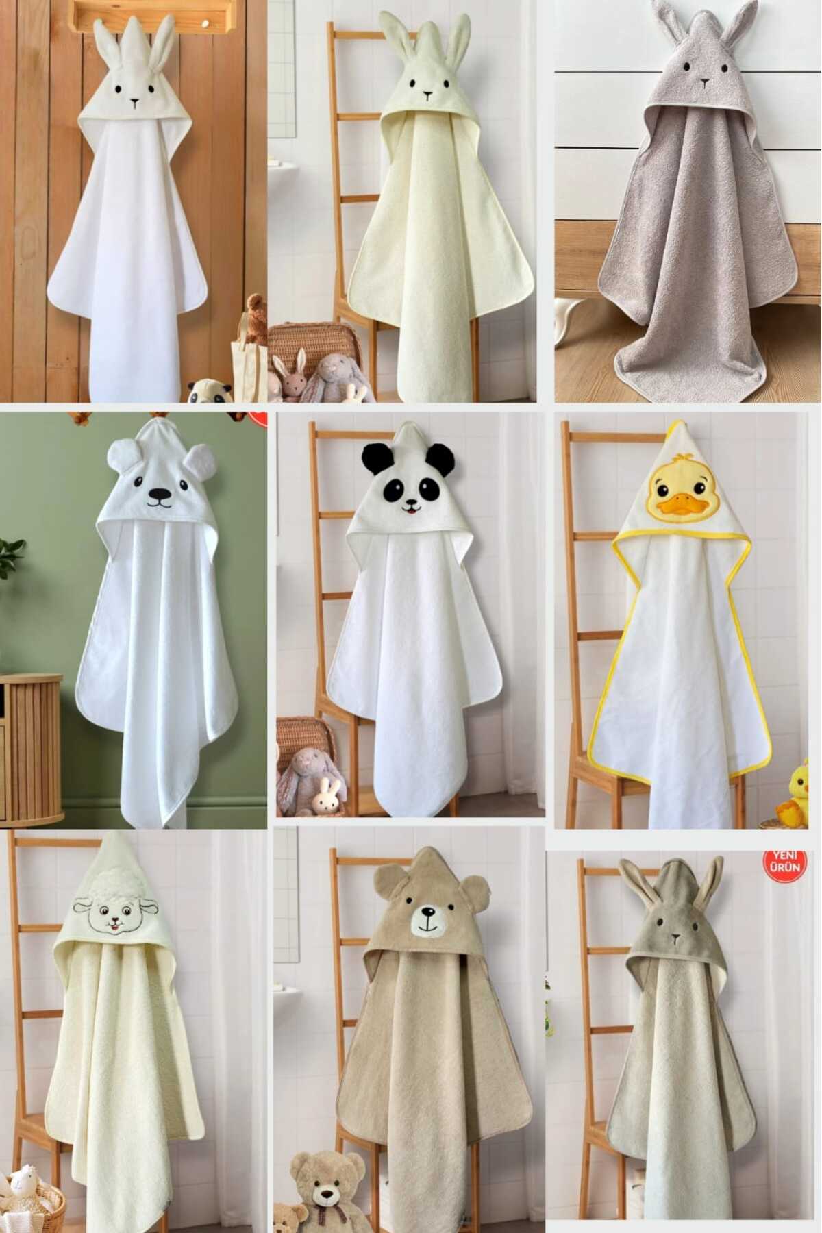 Alpar Tekstil %100 Pamuklu Yumuşacık Kız-erkek Yenidoğan-bebek Banyo Havlu Kundak Bej/ Ayıcık fotoğrafı 4 (önizleme)