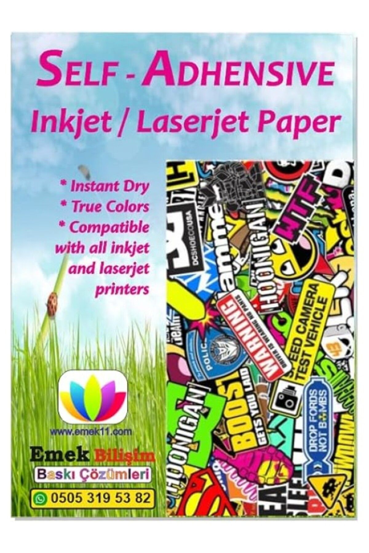 ShopZum Inkjet Ve Laser Uyumlu Sticker Güçlü Yapışkanlı 50 Adet A4 Etiket Kağıdı Mat Yüzeyli 120gsm
