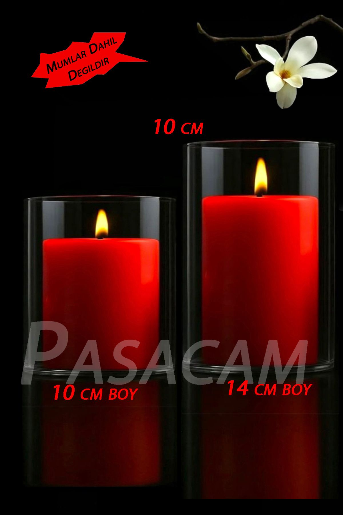 Paşa Cam Cam Vazo Silindir Mumluk Silindir Set 32 Lü Set 10 Cm Çap 10 Cm - 14 Cm Yükseklik
