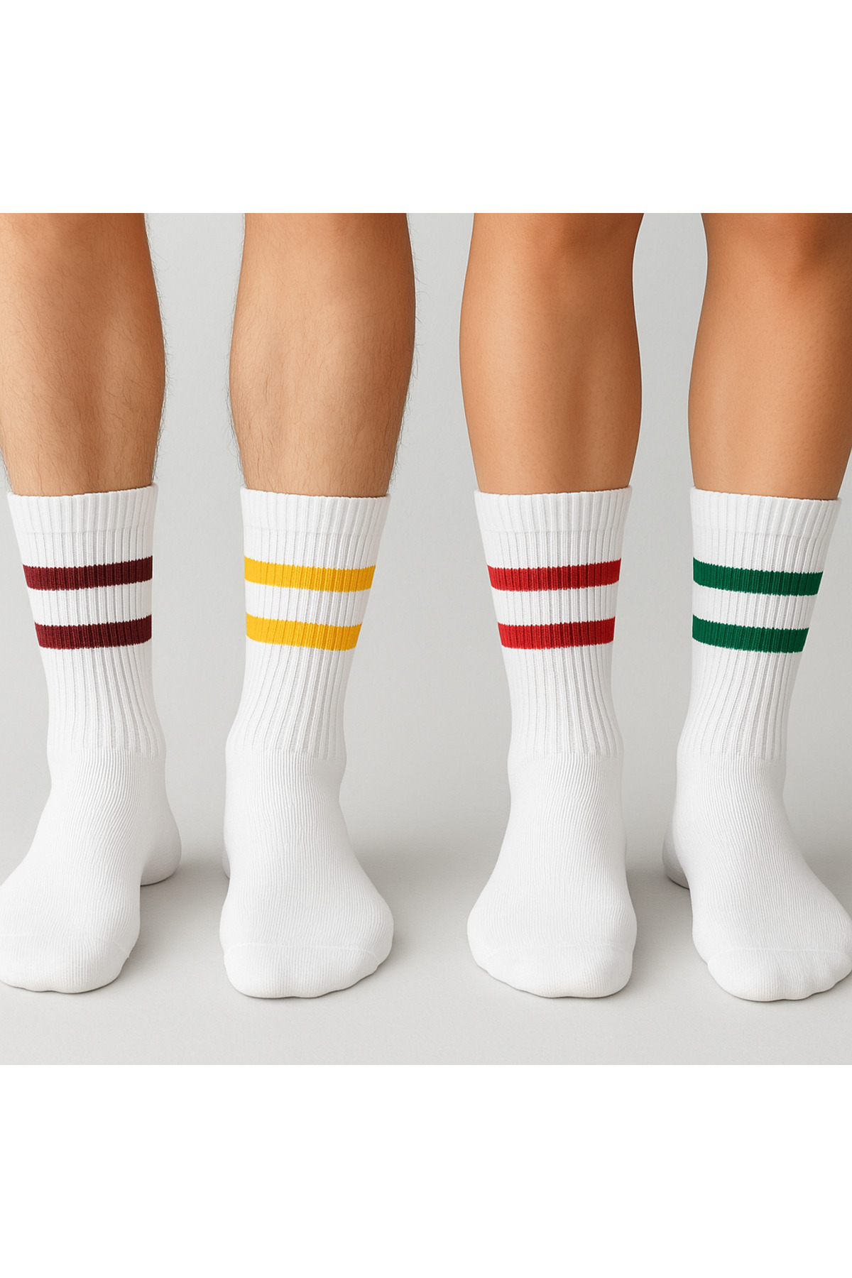 WORTHY SOCKS 6'li Çizgili Unisex Pamuklu Tenis Kolej Çorap görsel 5