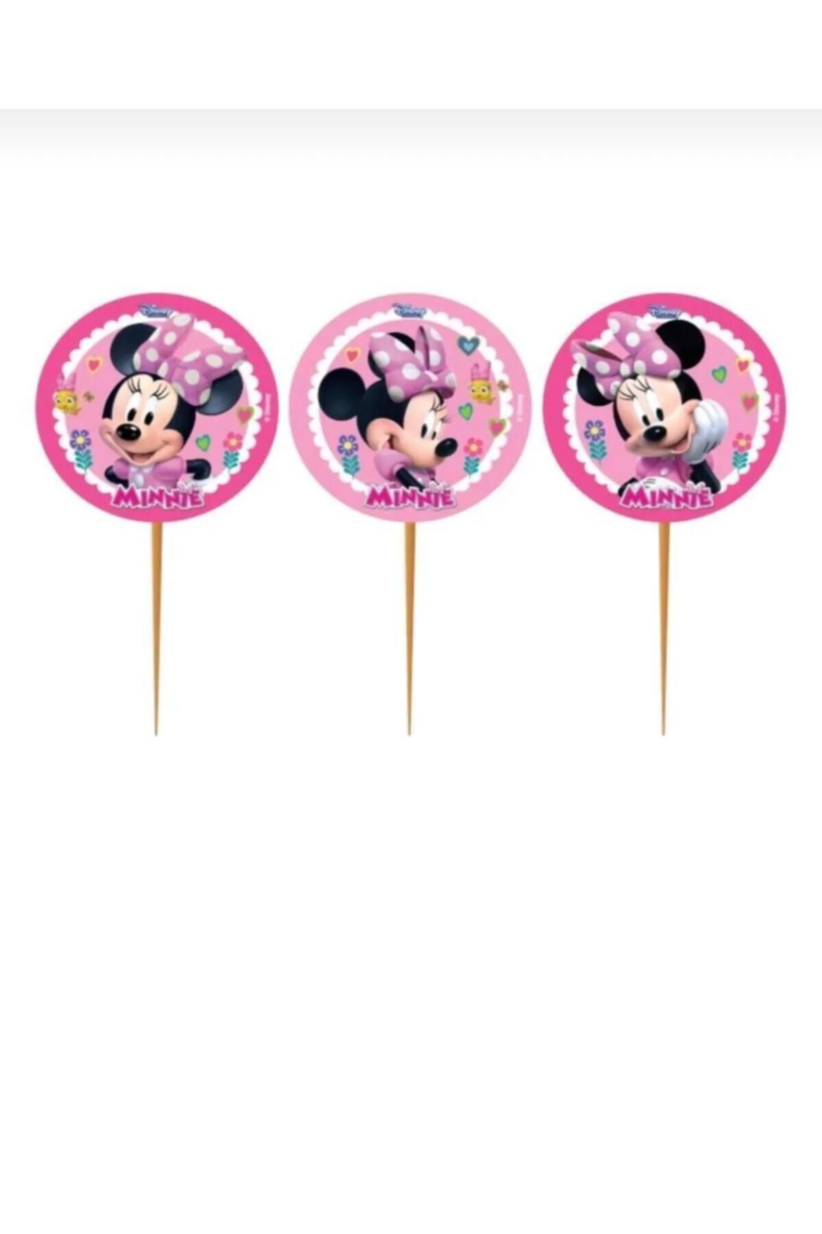 partyrüyası Minnie Mouse Doğum Günü Pasta Kürdanı Cupcake Süsleme Kürdan