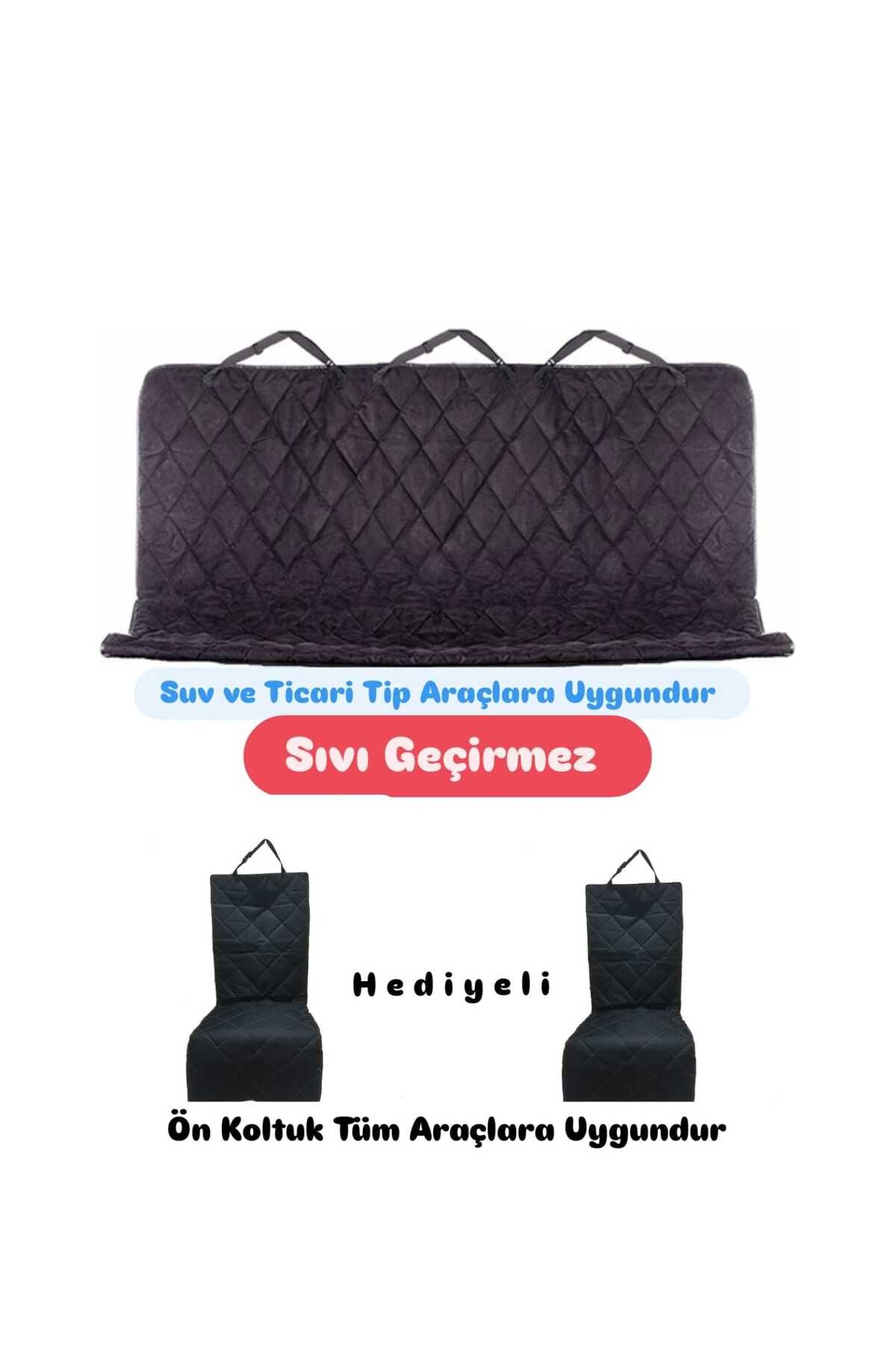 Markaflex 3lü Araba Oto Araç Koltuk Kılıfı | Ön ve Arka Koltuk Örtüsü |Köpek Yatağı Evcil Hayvan Bagaj Havuzu