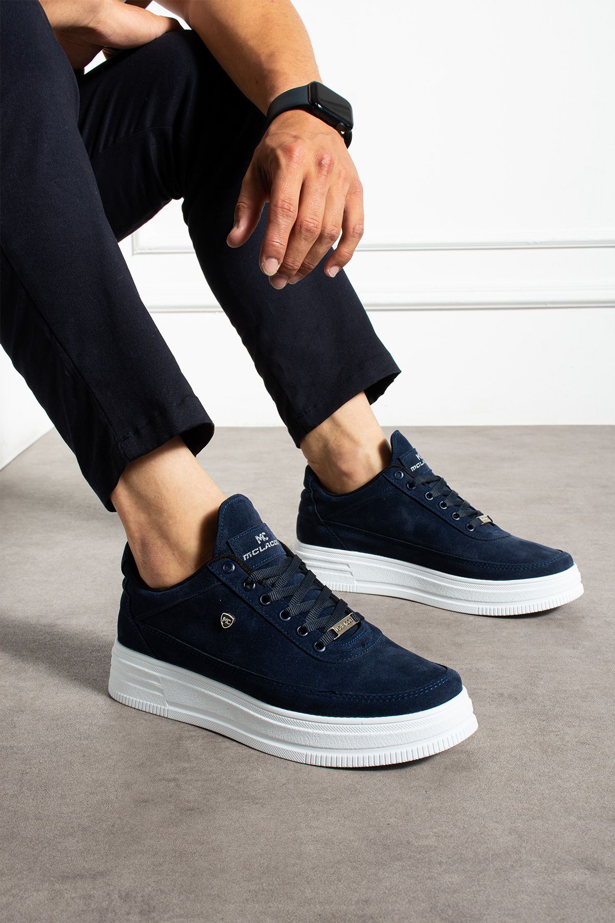 MCLACOS Lacivert Erkek Sneaker Günlük Spor Ayakkabı Yüksek Taban - Rahat Tasarım Q7