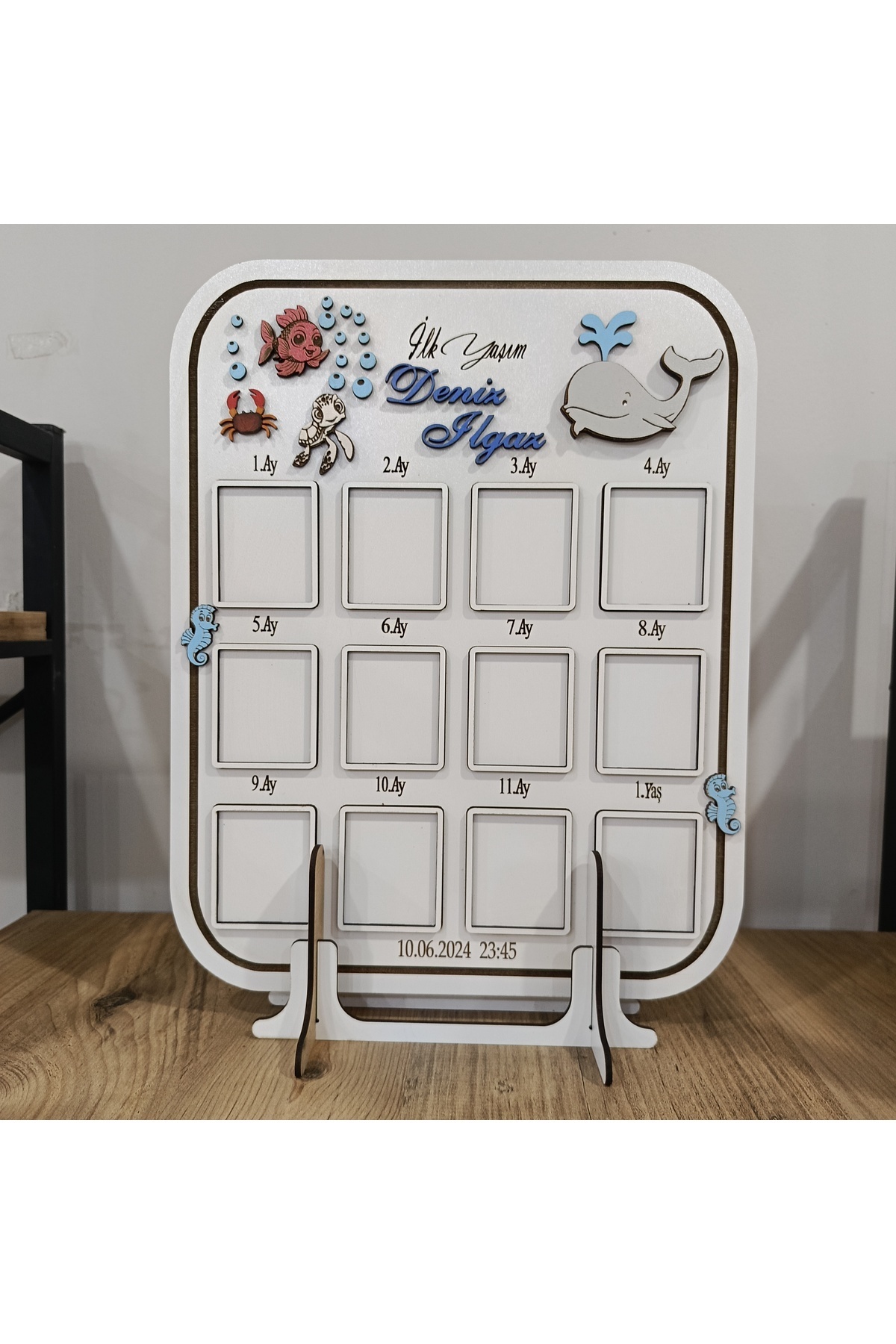 MİSHE TASARIM Ahşap Bebek 1 Yaş Panosu Masa Dekoru Doğum Günü Konseptli fotoğrafı 4 (önizleme)