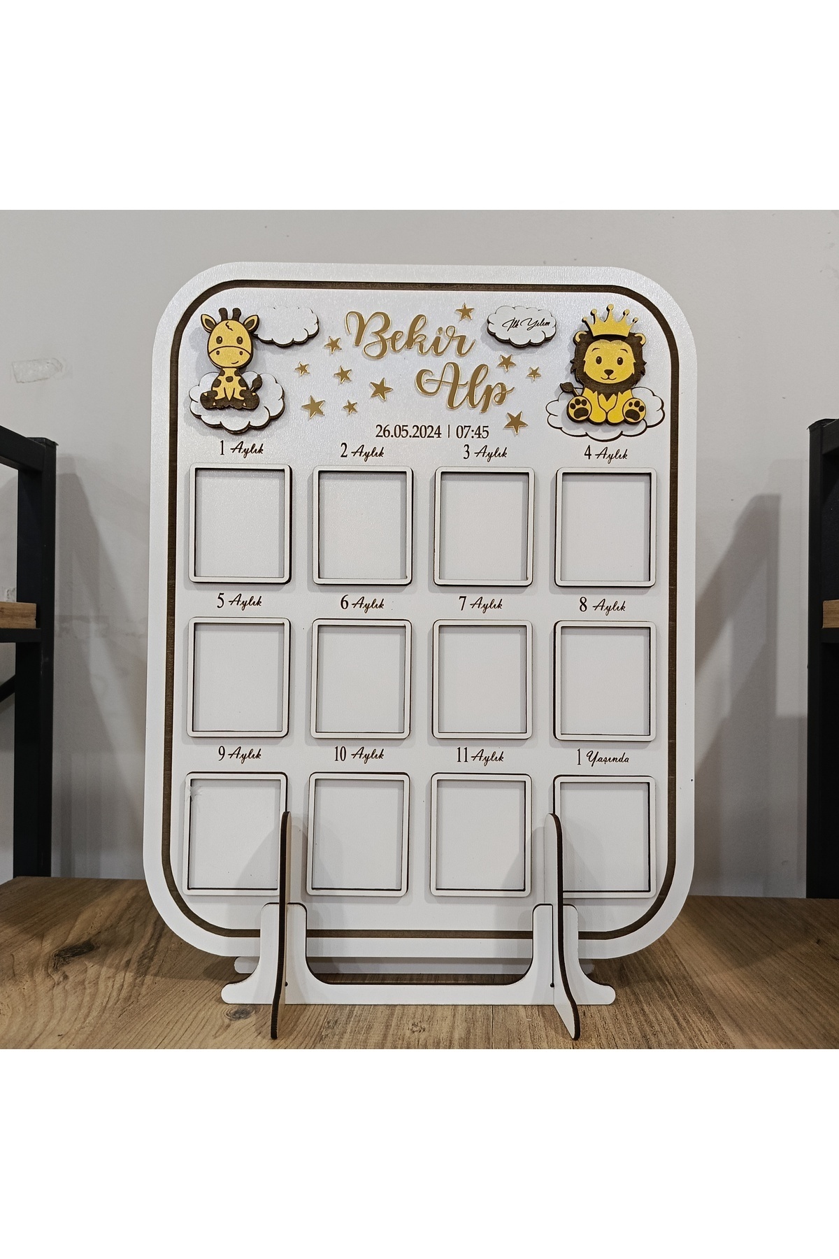 MİSHE TASARIM Ahşap Bebek 1 Yaş Panosu Masa Dekoru Doğum Günü Konseptli fotoğrafı 7 (önizleme)