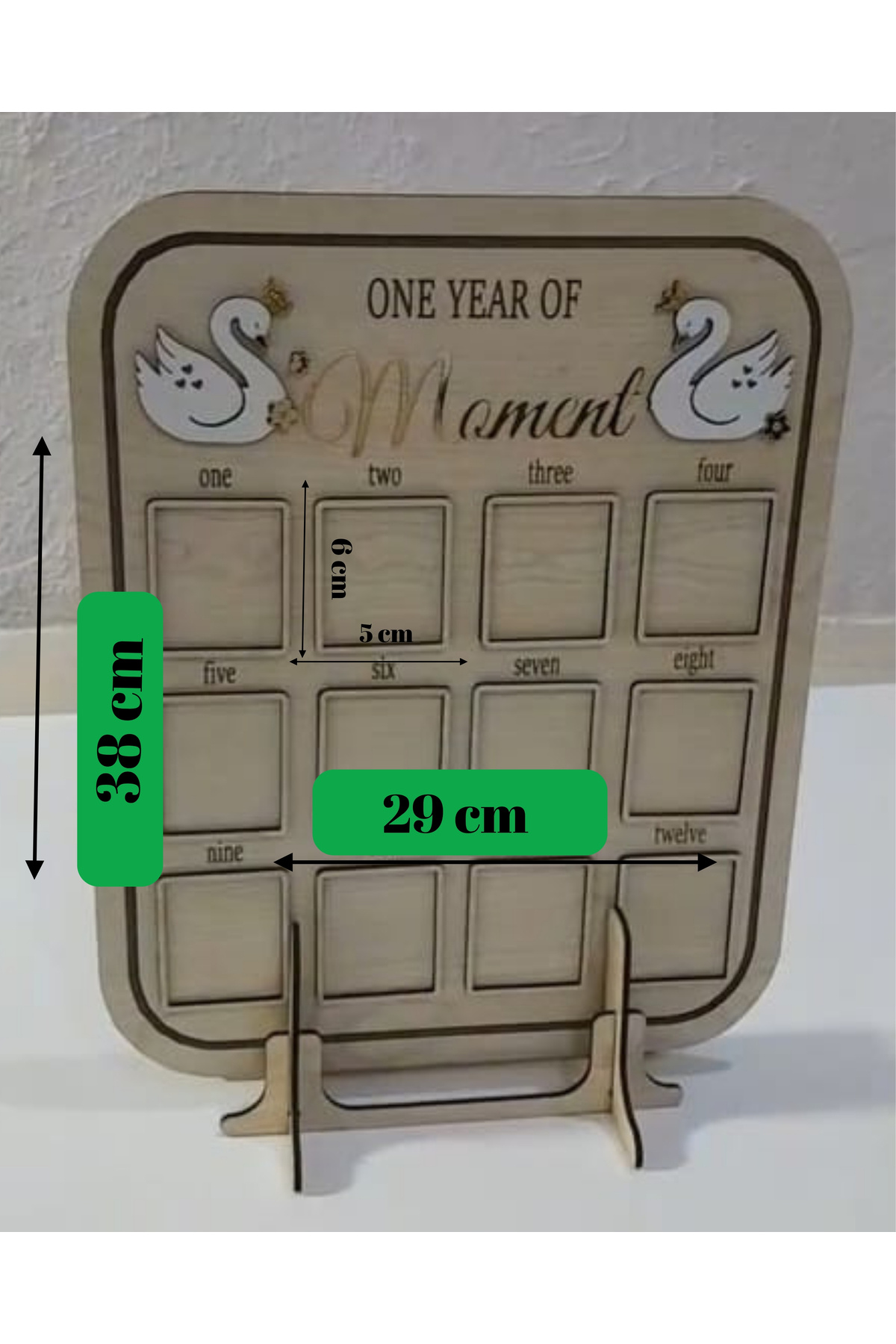 MİSHE TASARIM Ahşap Bebek 1 Yaş Panosu Masa Dekoru Doğum Günü Konseptli fotoğrafı 2 (önizleme)