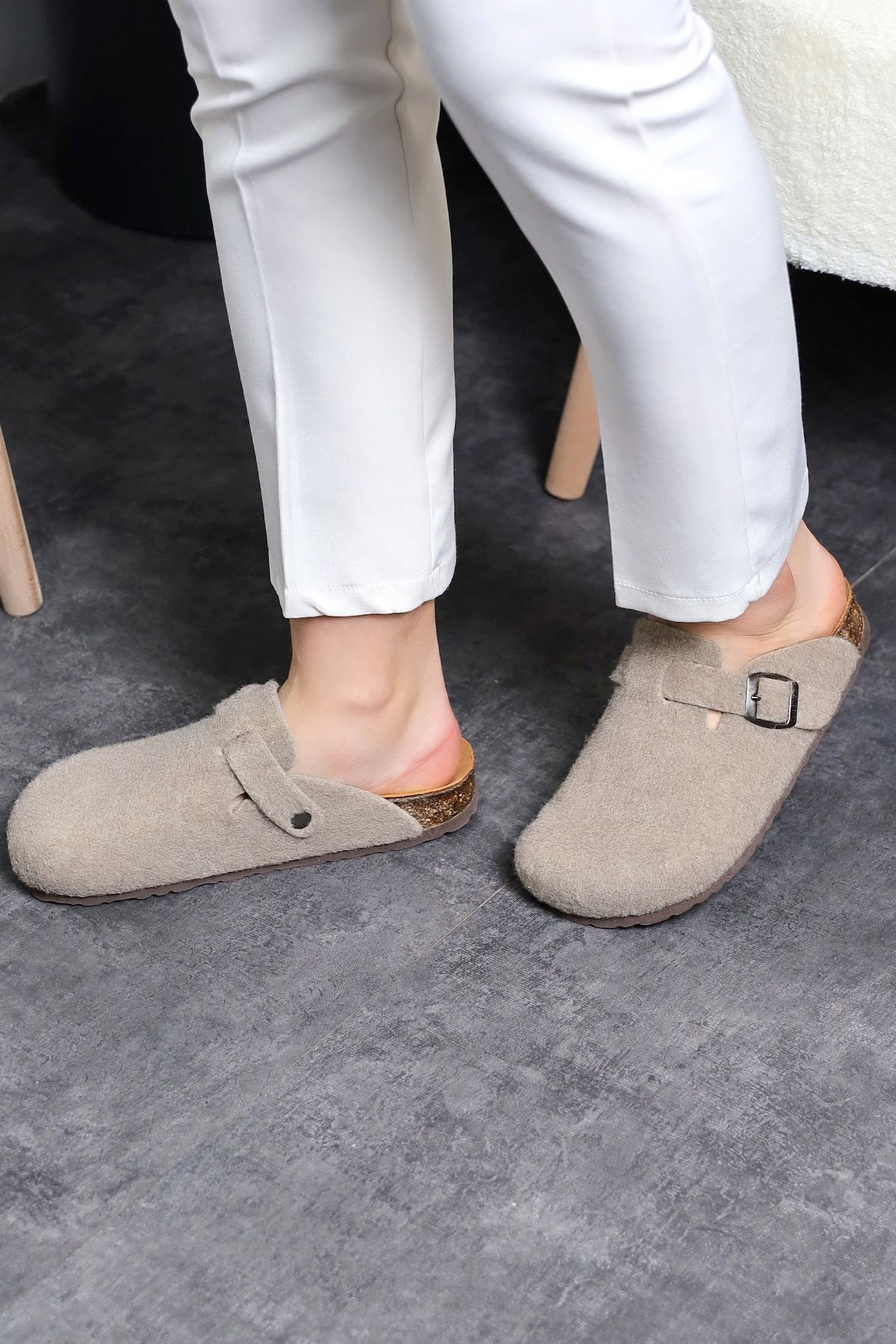 Land of Cork-Sabo Closed Unisex Anatomical Natural Cork Sole Natural Felt Wool Slippers 6