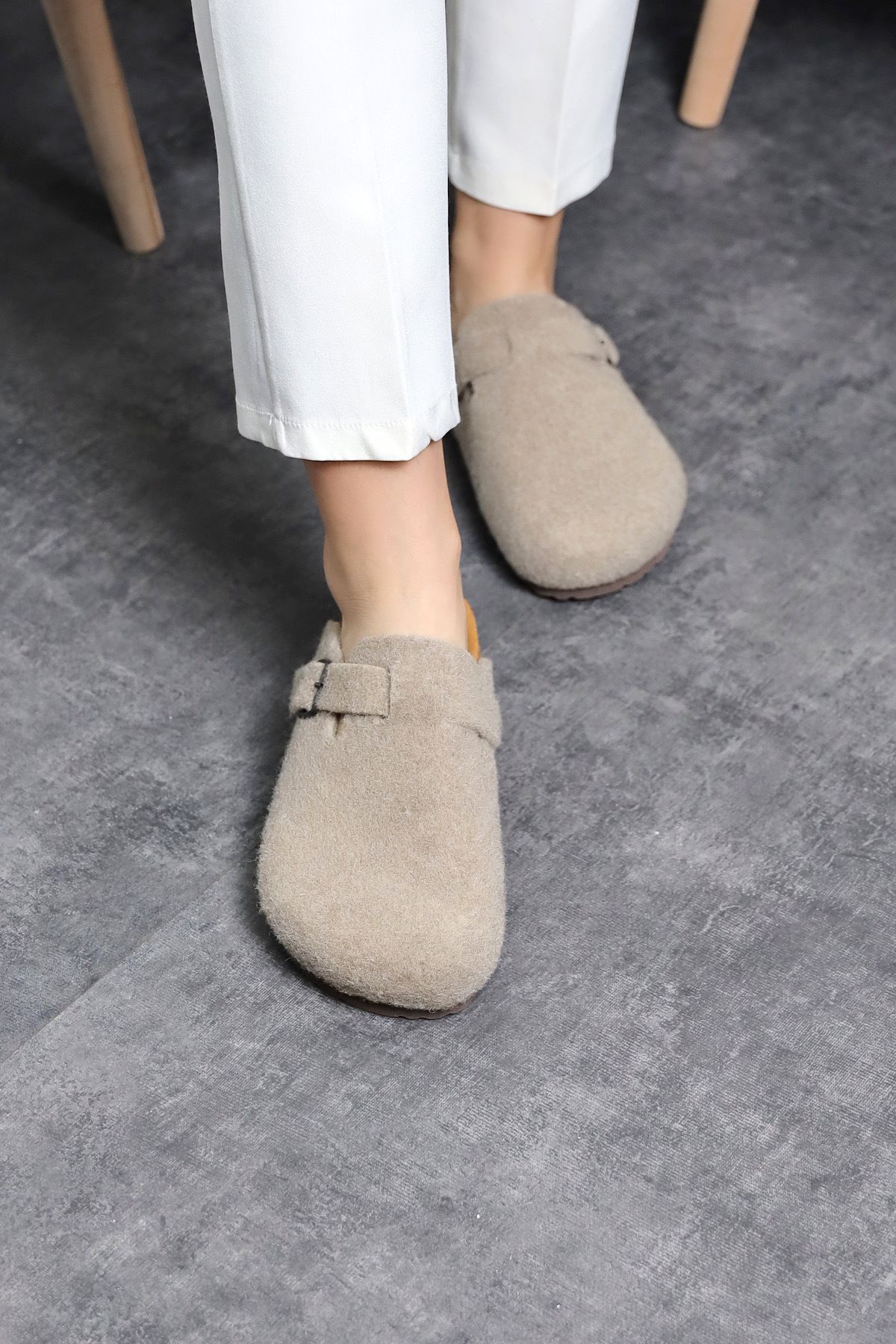 Land of Cork-Sabo Closed Unisex Anatomical Natural Cork Sole Natural Felt Wool Slippers 7
