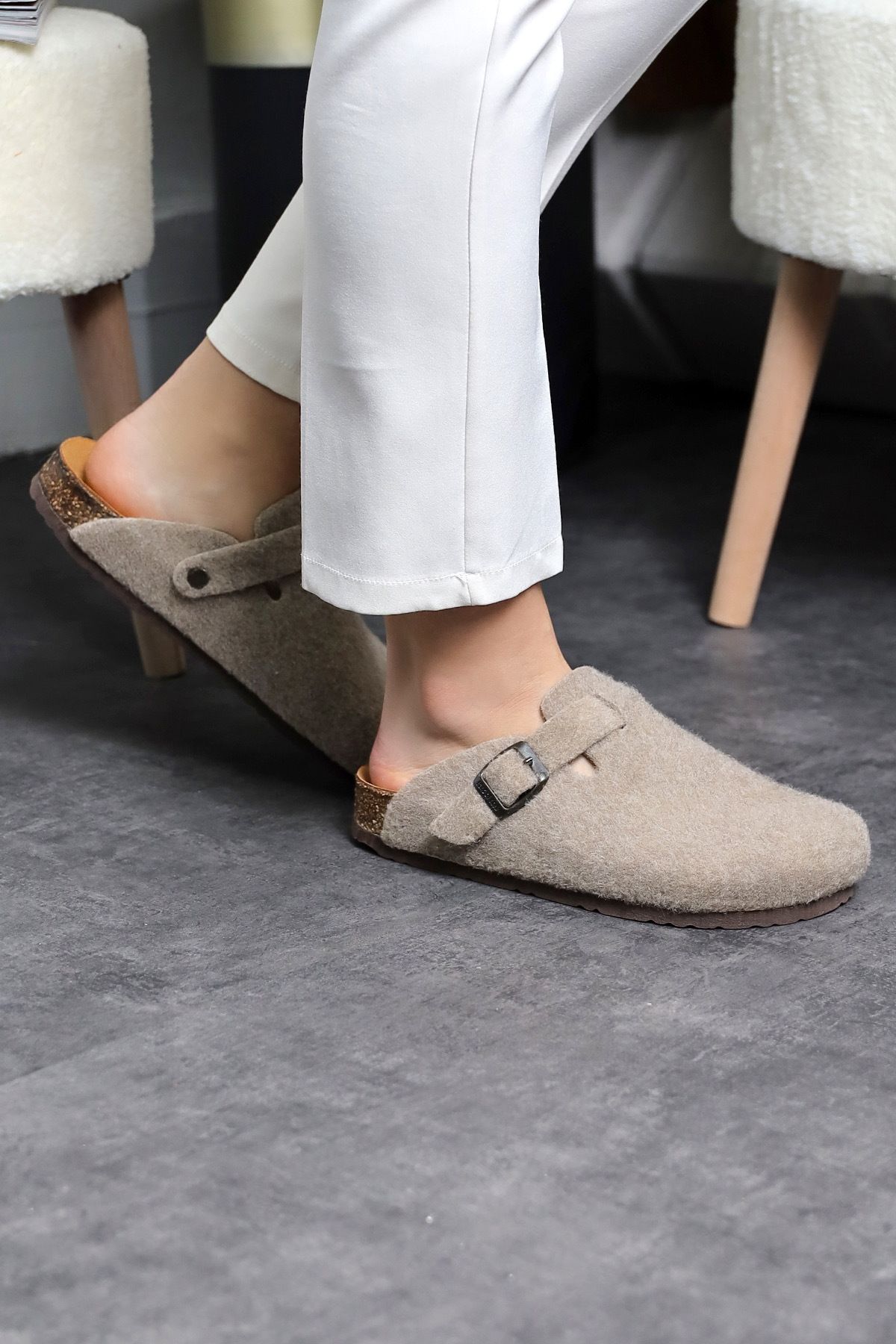 Land of Cork-Sabo Closed Unisex Anatomical Natural Cork Sole Natural Felt Wool Slippers 5