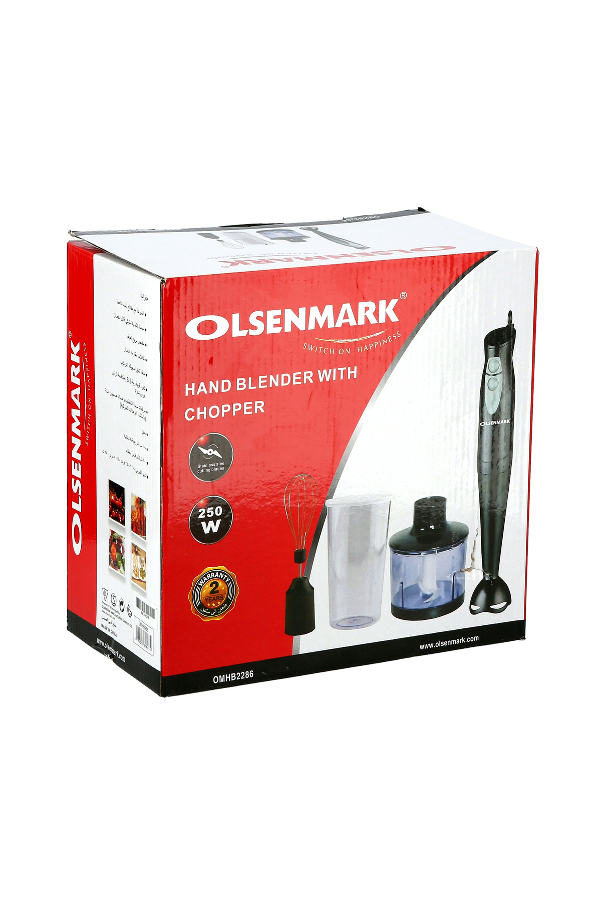 Olsenmark-خلاط يدوي ٢ في ١ مع مفرمة | ٢٥٠ واط، شفرة من الفولاذ المقاوم للصدأ، سرعتان، خفاقة، وعاء سعة ٦٠٠ مل 3