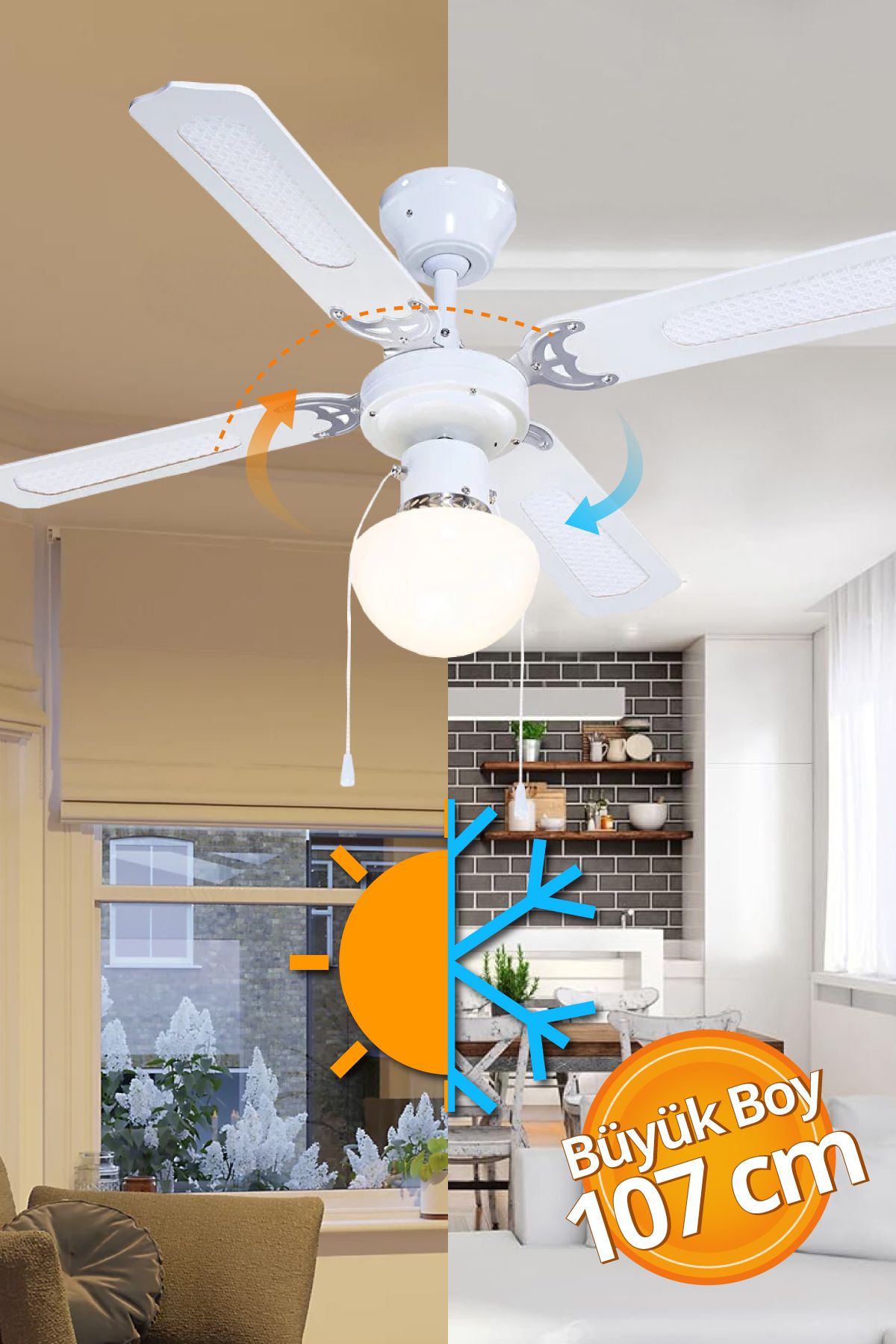 Blooma Goodhome Tavan Vantilatörü 107 Cm Beyaz Ahşap